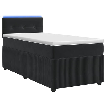 Boxspringbett mit Matratze Schwarz 80 x 200 cm Samt
