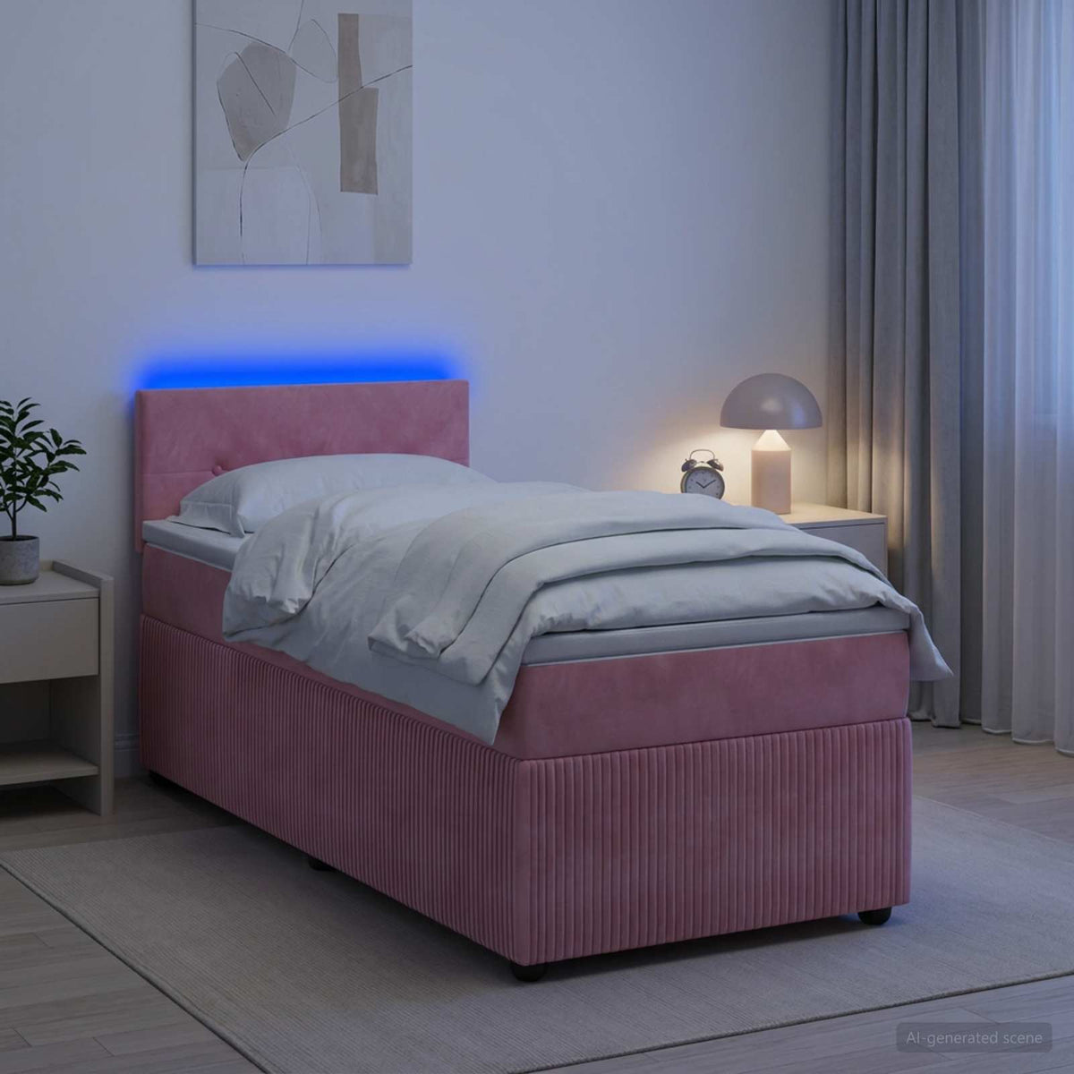 Boxspringbett mit Matratze mit Kopfteil Rosa 90 x 200 cm Samt