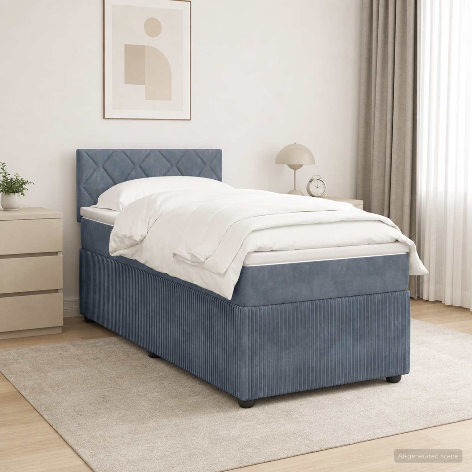 Boxspringbett mit Matratze Dunkelgrau 80 x 200 cm Samt