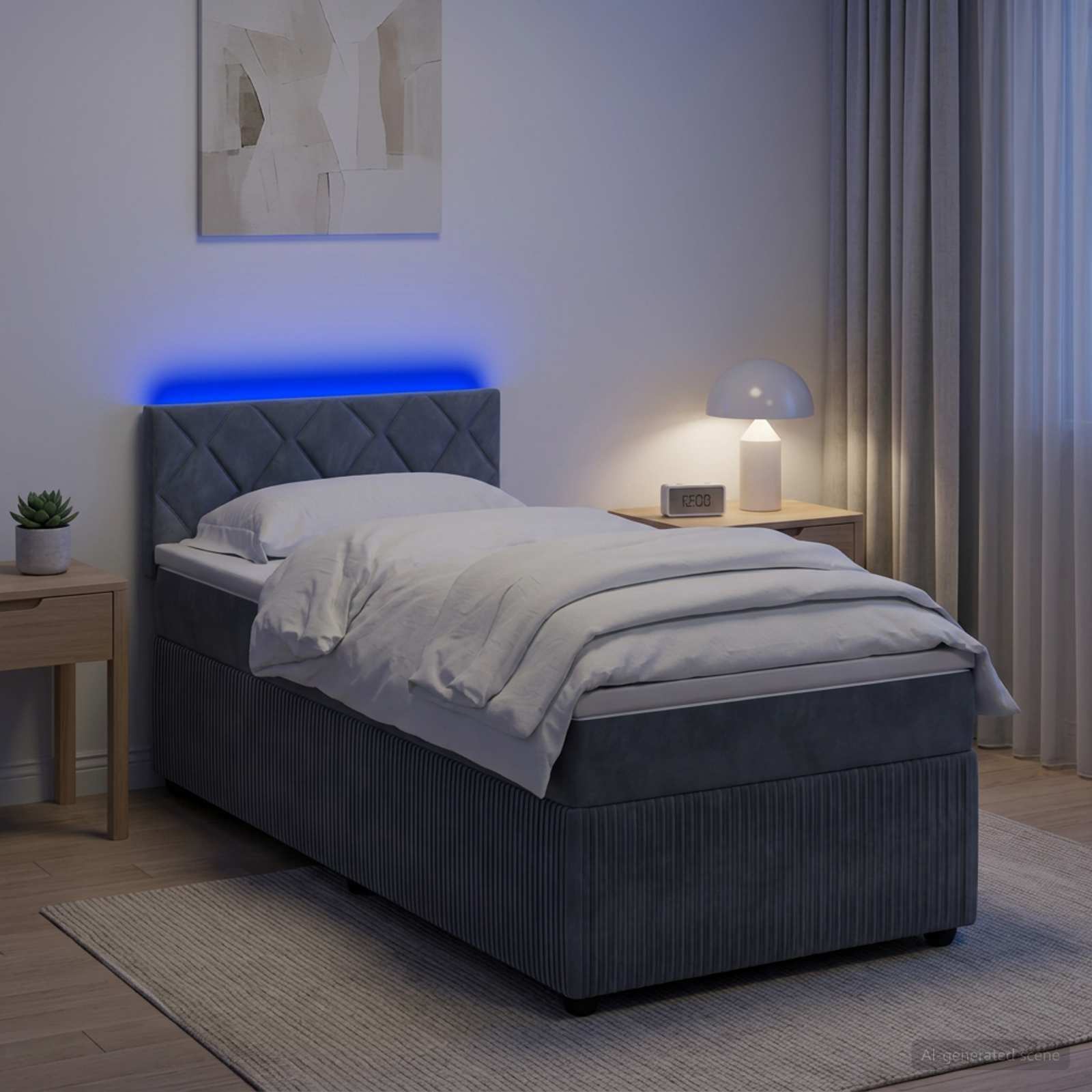 Boxspringbett mit Matratze Dunkelgrau 80 x 200 cm Samt