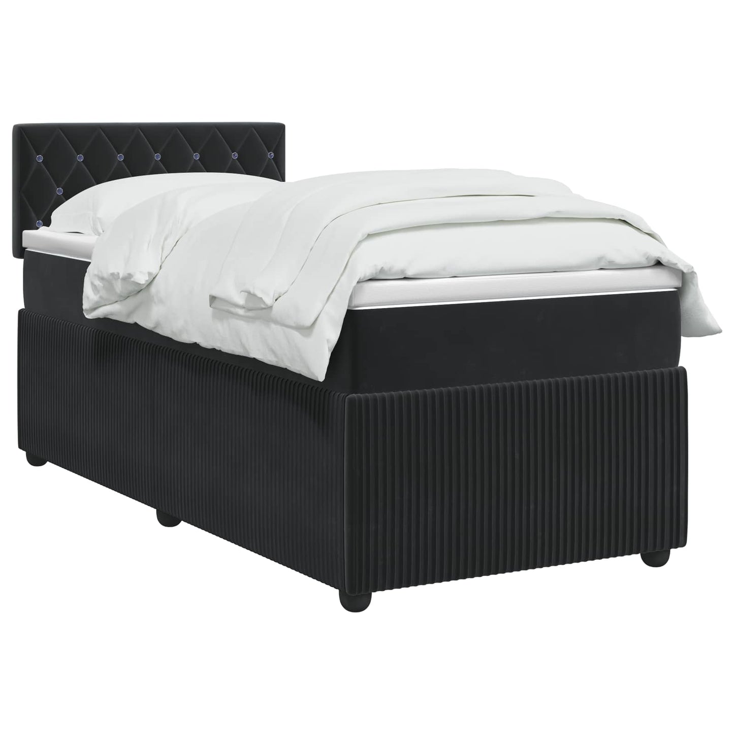 Boxspringbett mit Matratze Schwarz 90 x 190 cm Samt
