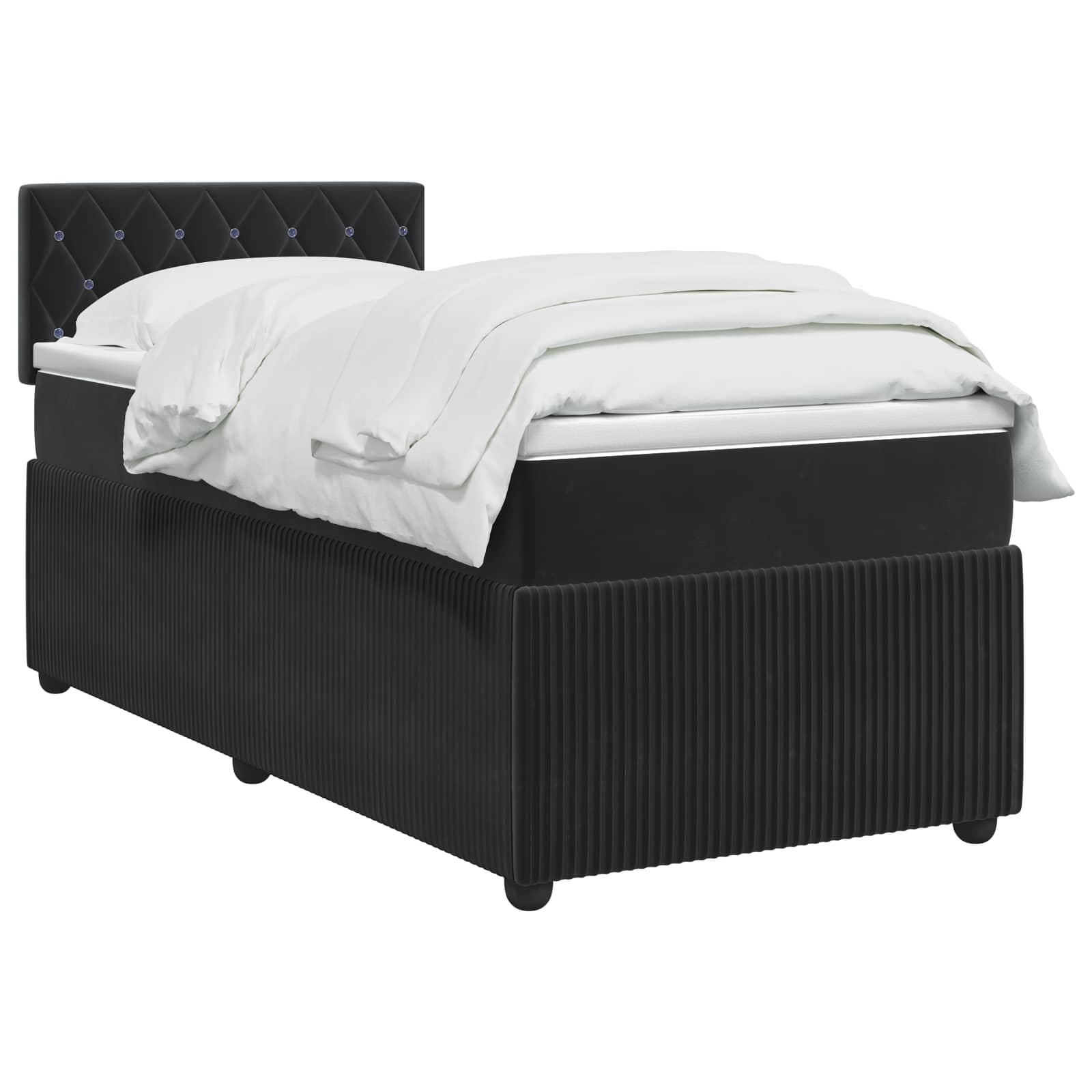 Boxspringbett mit Matratze Schwarz 90 x 190 cm Samt