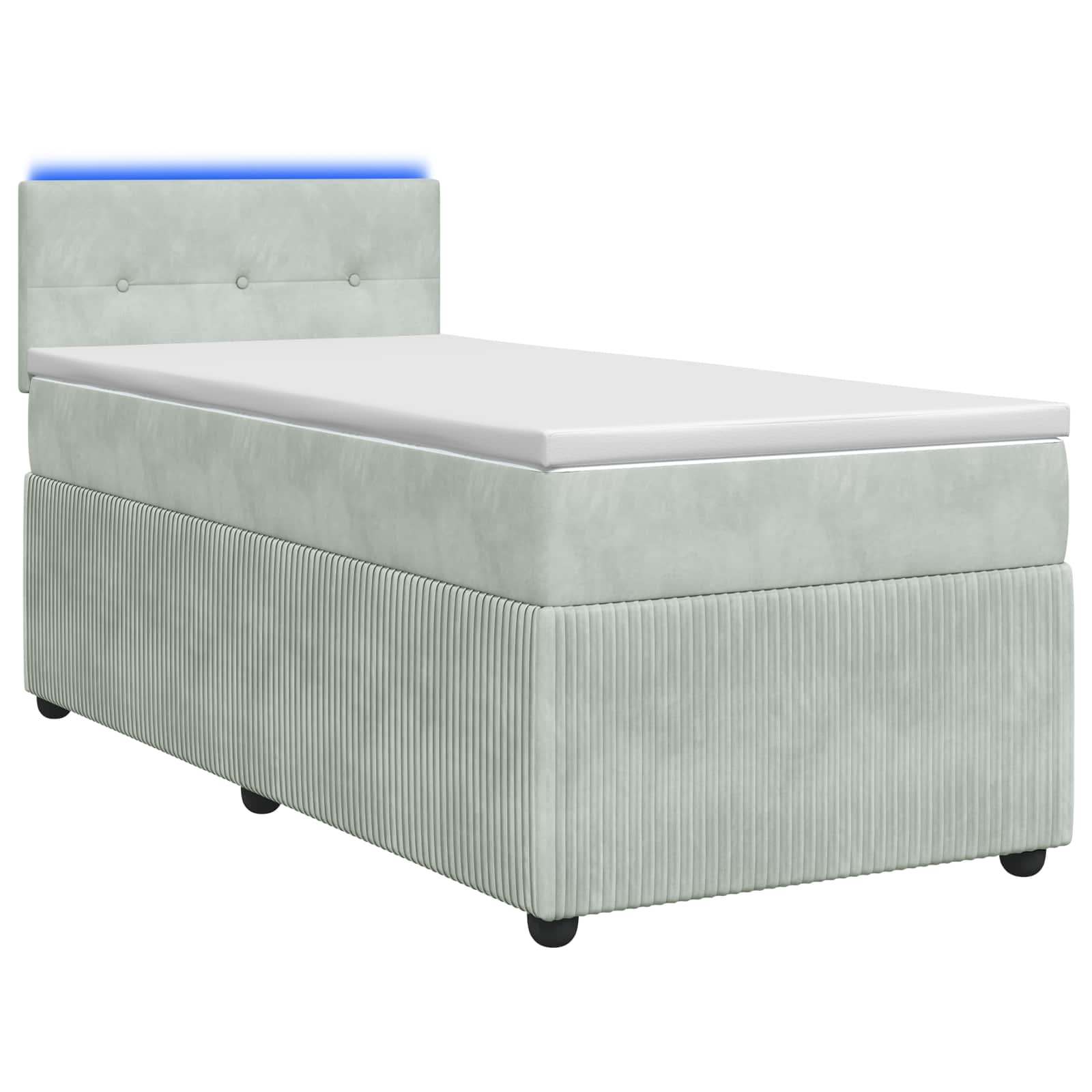 Boxspringbett mit Matratze Hellgrau 90 x 190 cm Samt