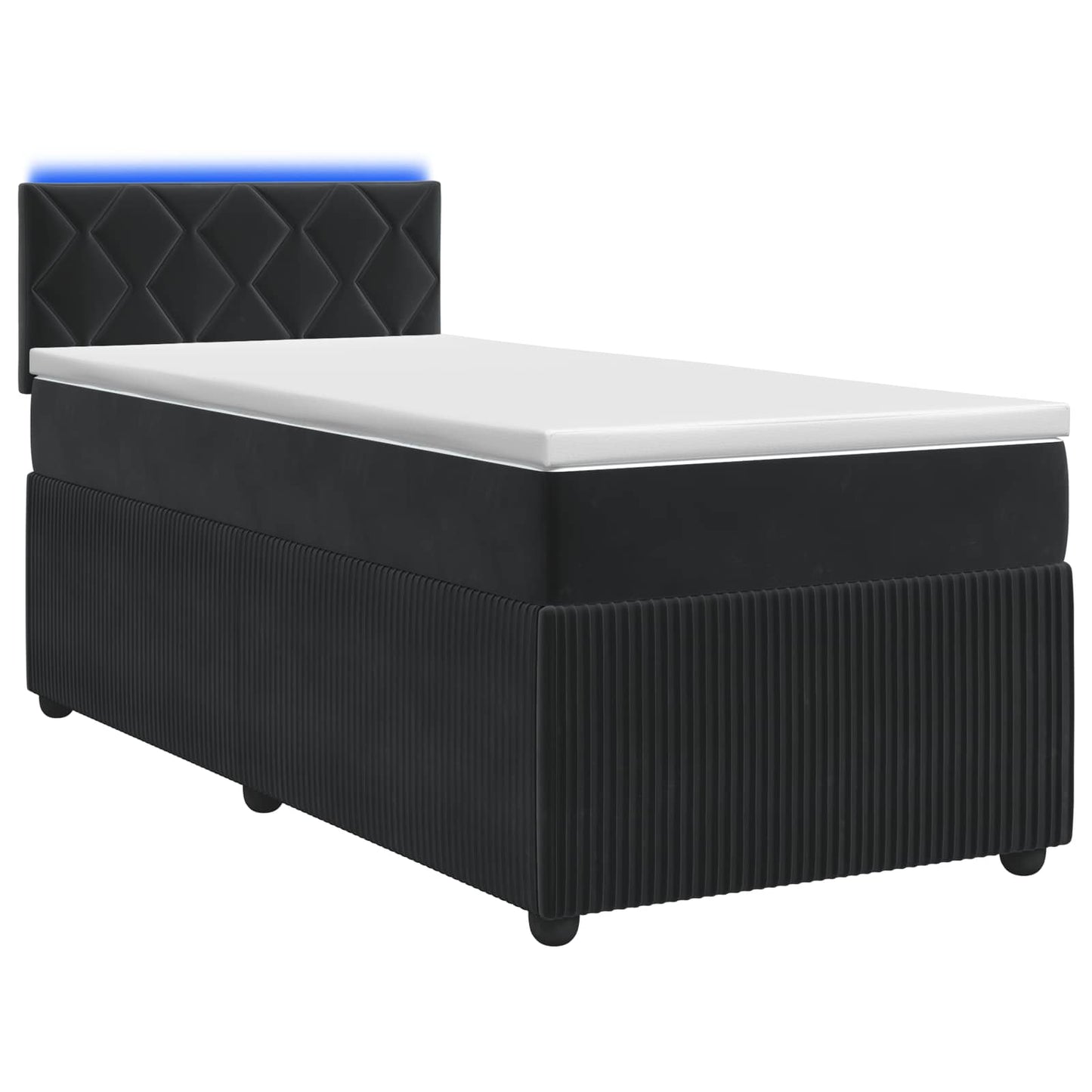 Boxspringbett mit Matratze Schwarz 90 x 190 cm Samt