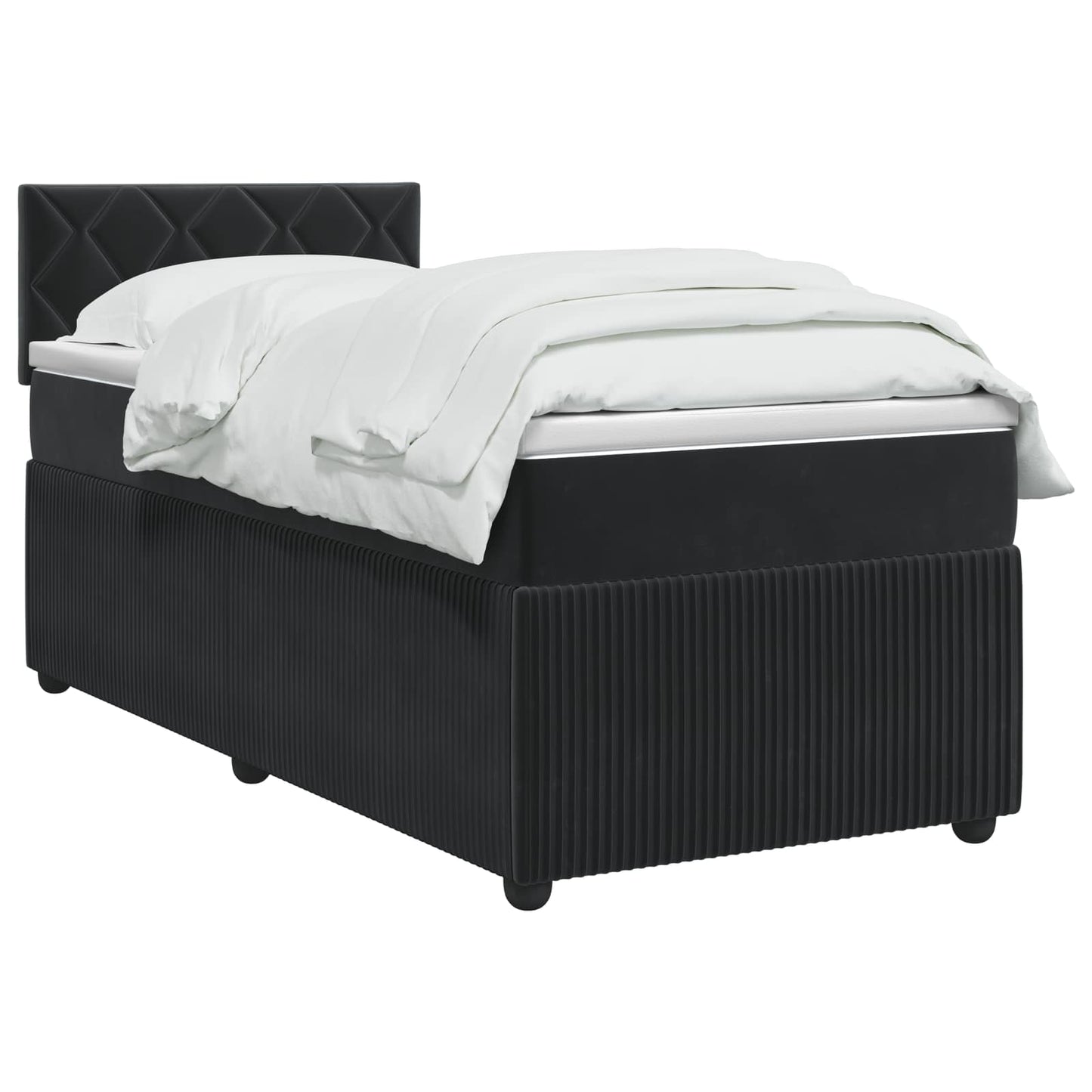 Boxspringbett mit Matratze Schwarz 90 x 190 cm Samt