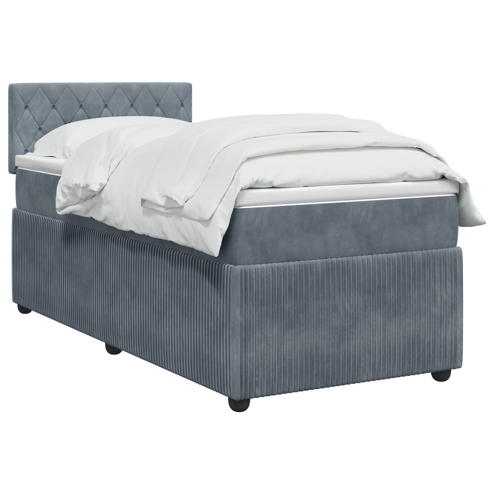 Boxspringbett mit Matratze Dunkelgrau 90 x 200 cm Samt
