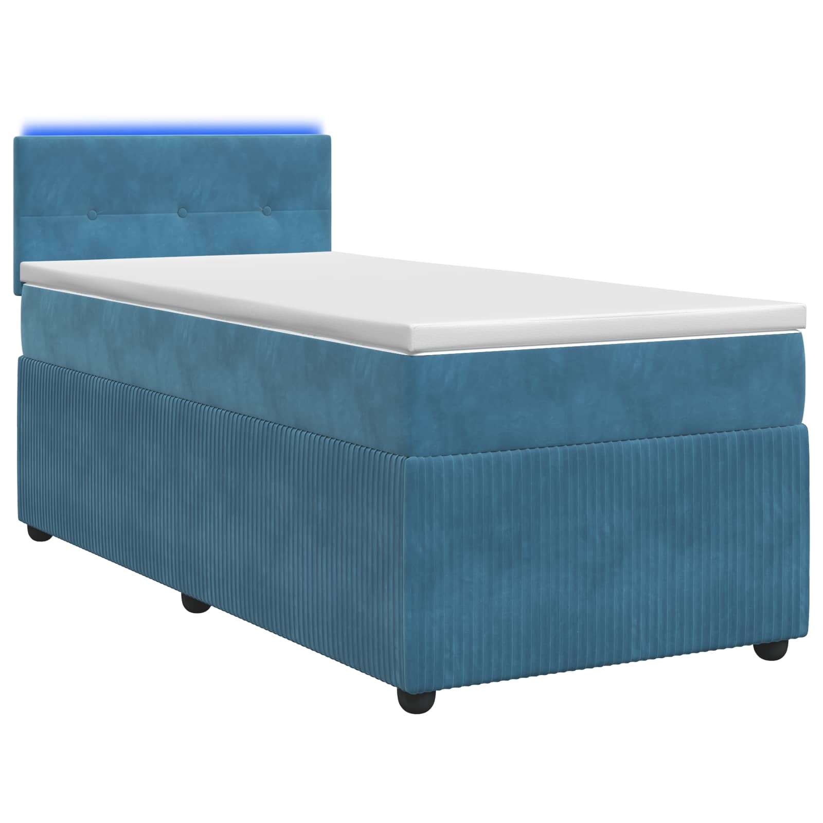 Boxspringbett mit Matratze mit Kopfteil Blau 90 x 200 cm Samt