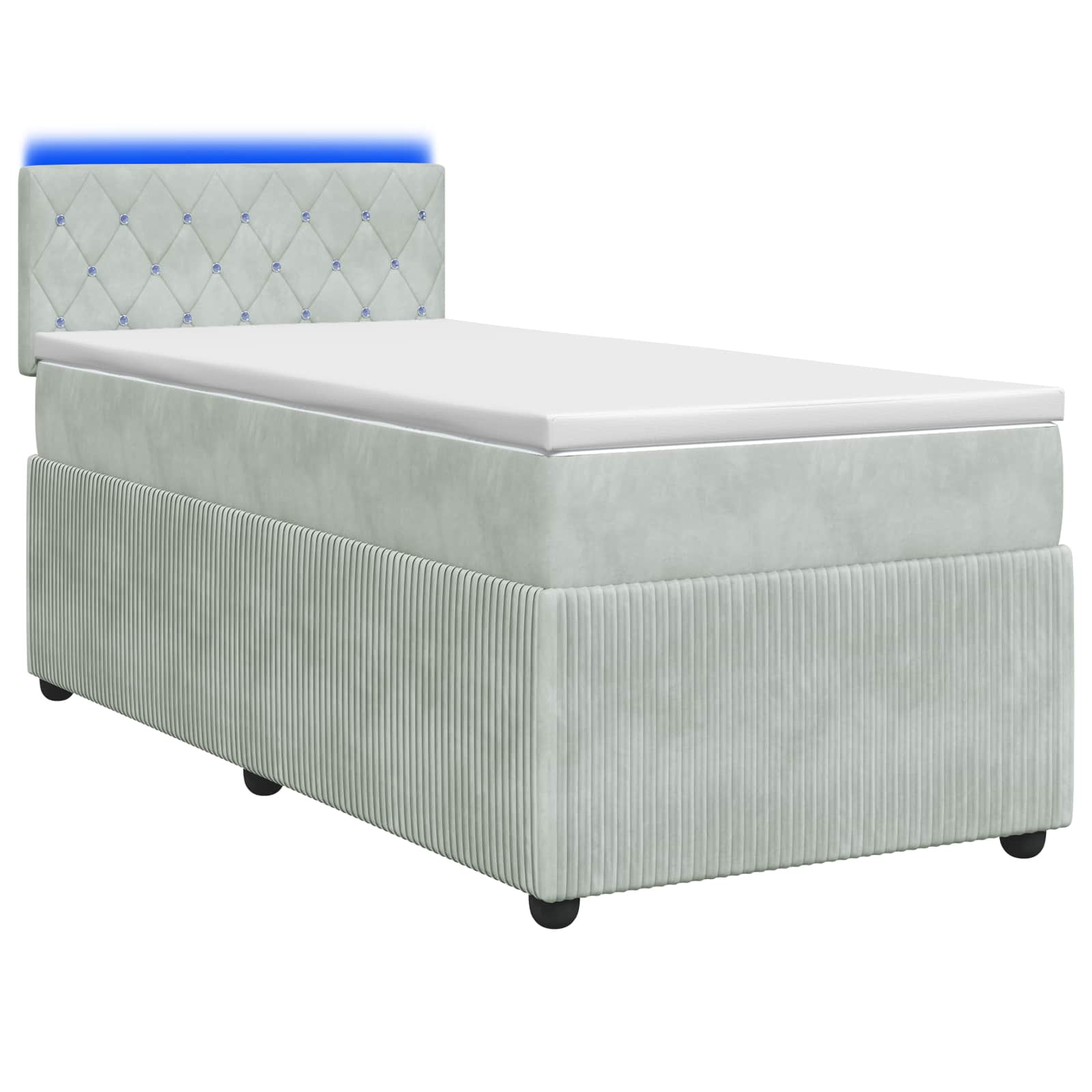 Boxspringbett mit Matratze Hellgrau 100 x 200 cm Samt