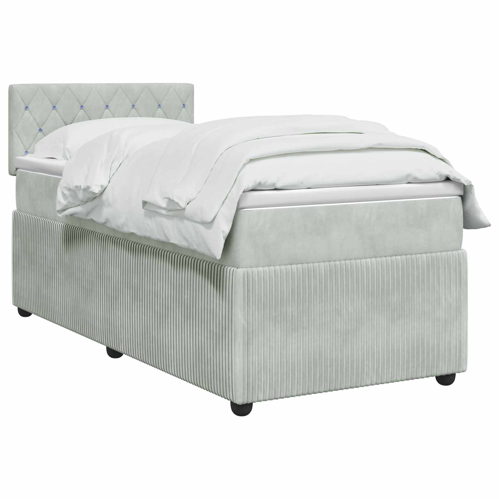 Boxspringbett mit Matratze Hellgrau 100 x 200 cm Samt