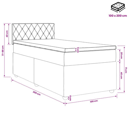 Boxspringbett mit Matratze Dunkelgrau 100 x 200 cm Samt
