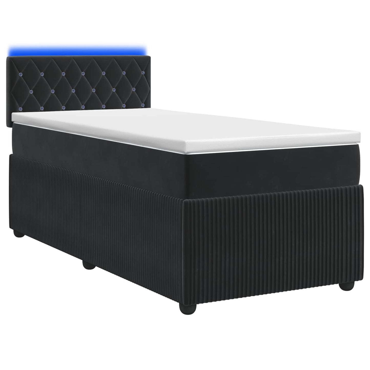 Boxspringbett mit Matratze Schwarz 100 x 200 cm Samt