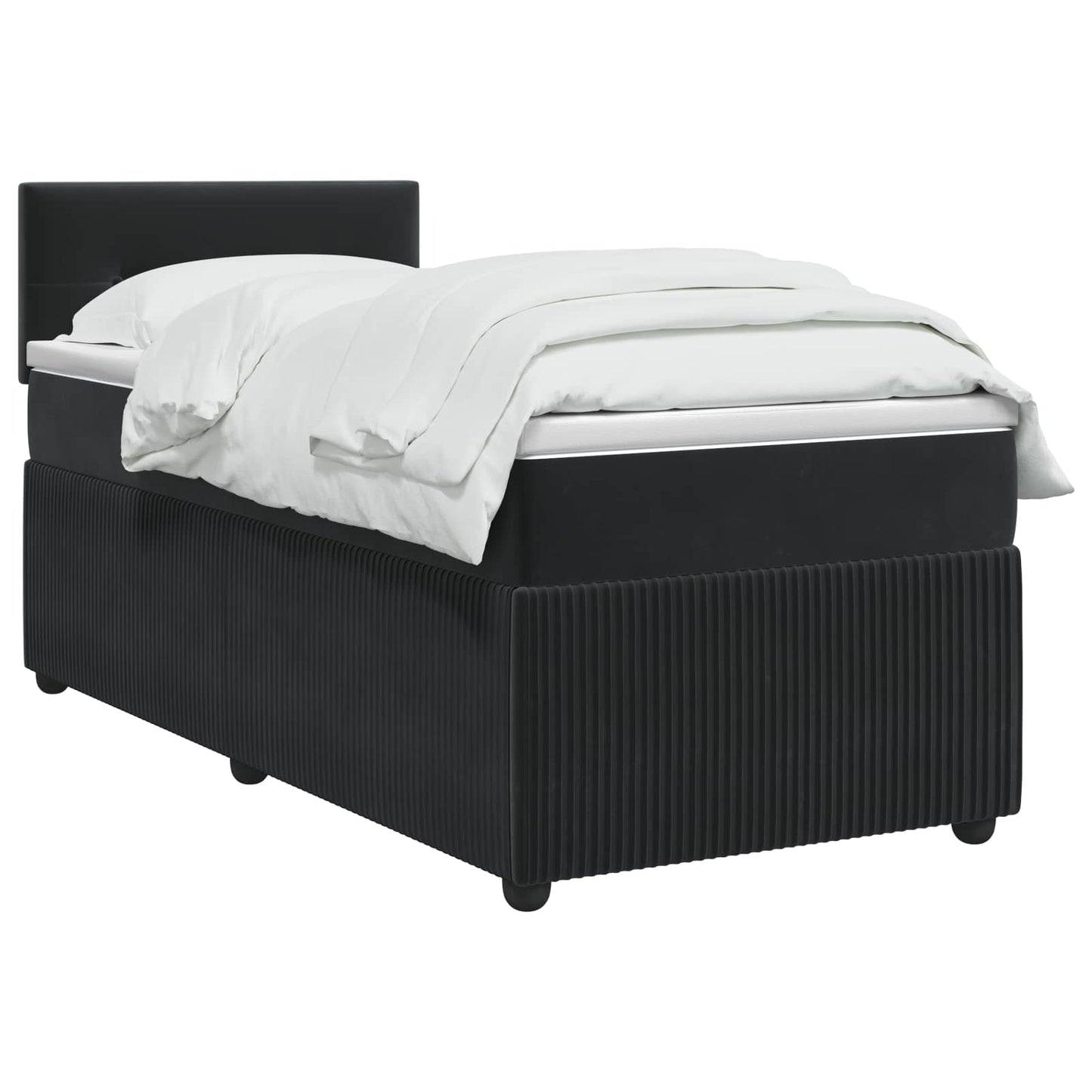 Boxspringbett mit Matratze Schwarz 100 x 200 cm Samt