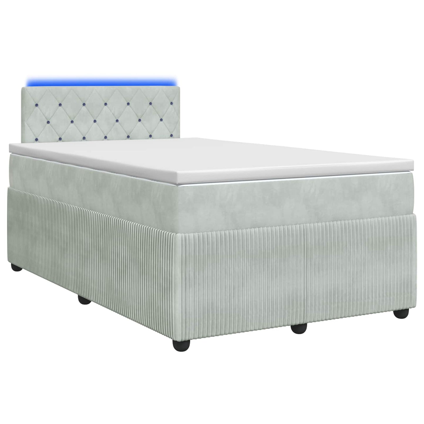 Boxspringbett mit Matratze Hellgrau 120 x 190 cm Samt