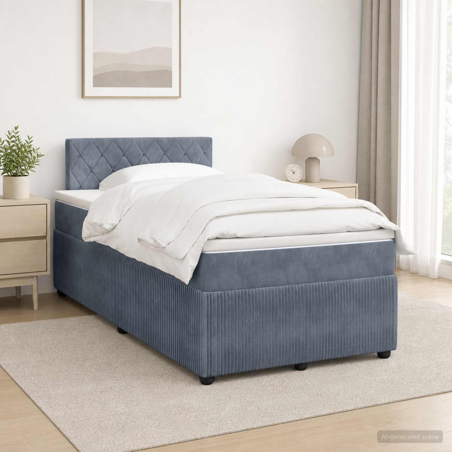 Boxspringbett mit Matratze Dunkelgrau 120 x 200 cm Samt