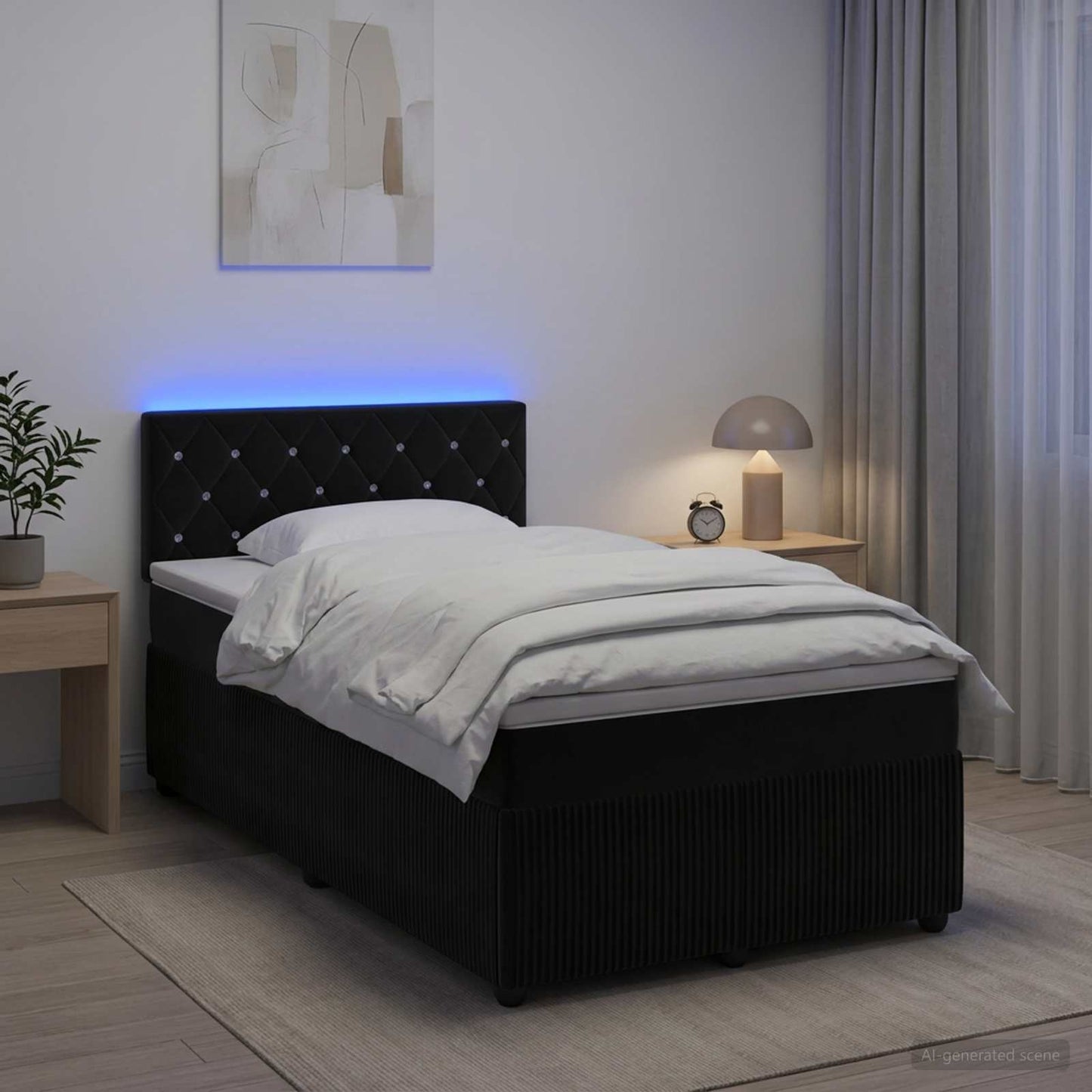 Boxspringbett mit Matratze Schwarz 120 x 190 cm Samt