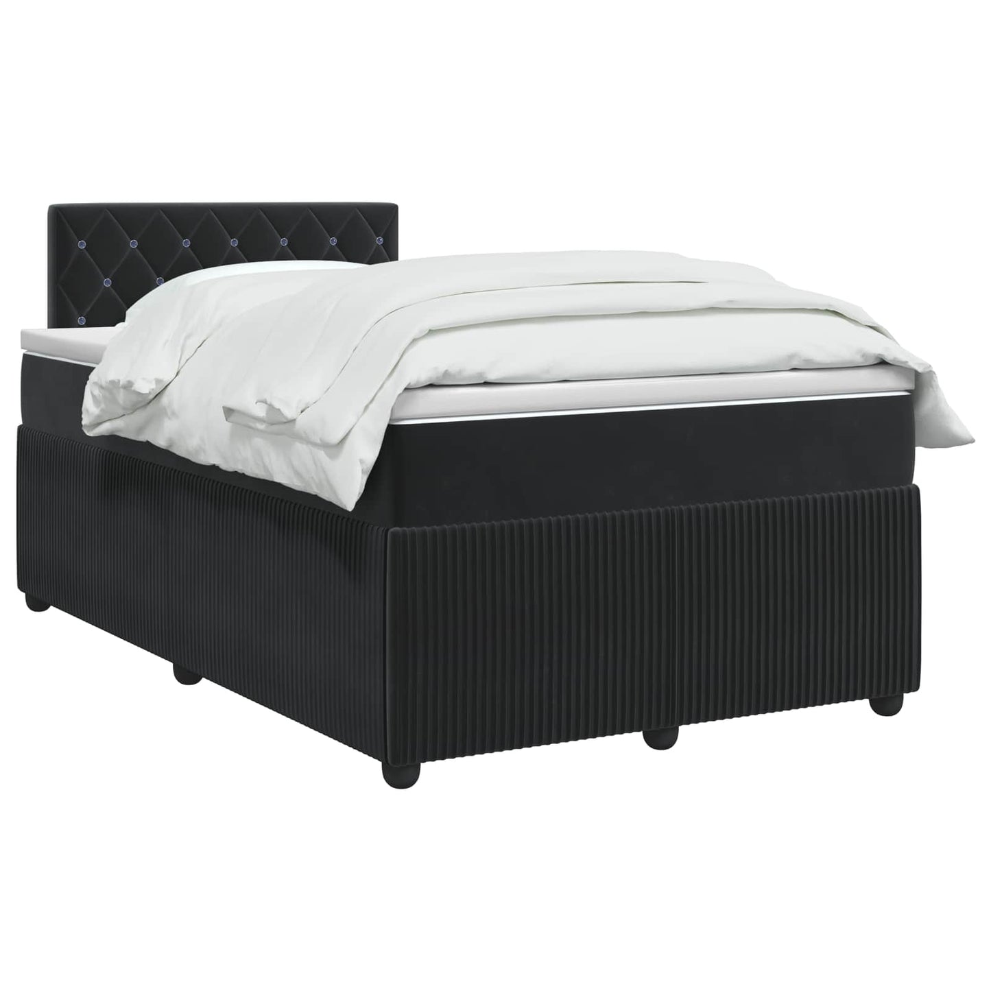 Boxspringbett mit Matratze Schwarz 120 x 190 cm Samt
