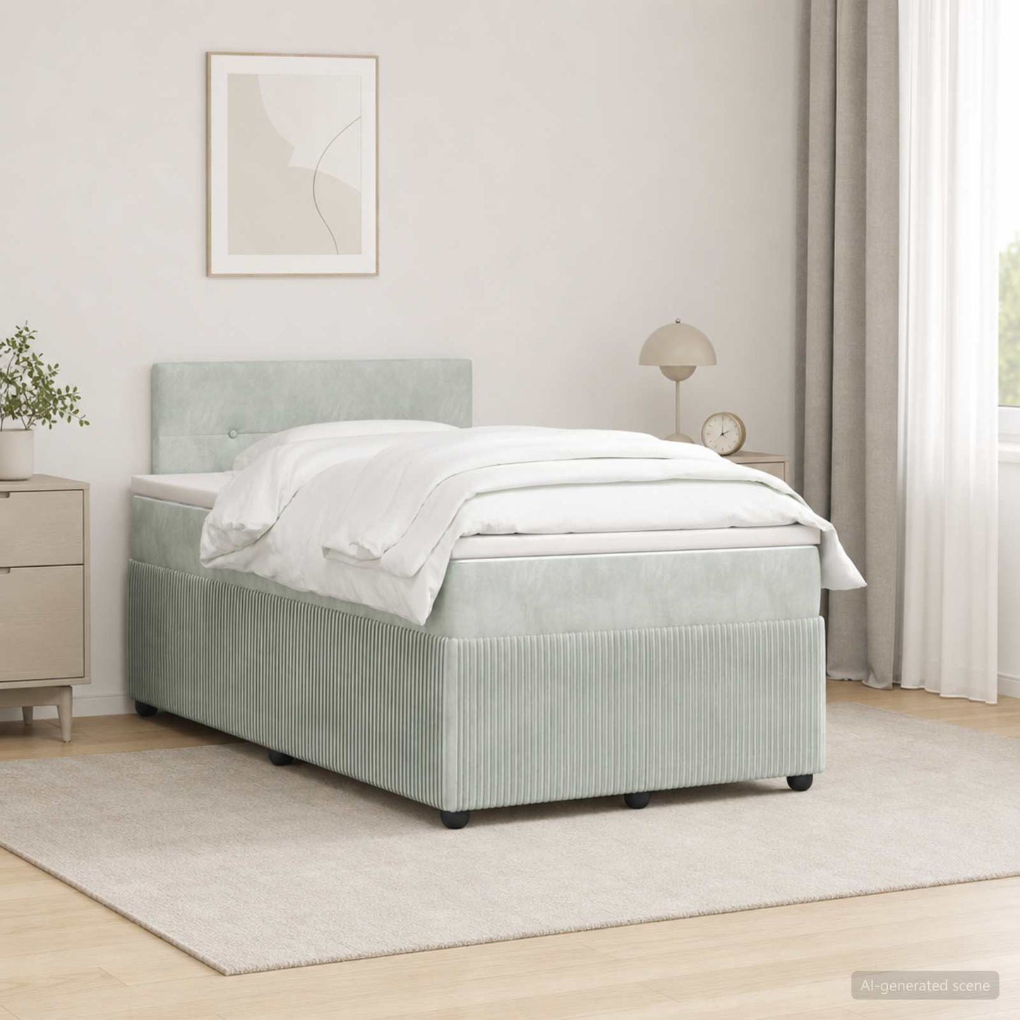 Boxspringbett mit Matratze Hellgrau 120 x 200 cm Samt