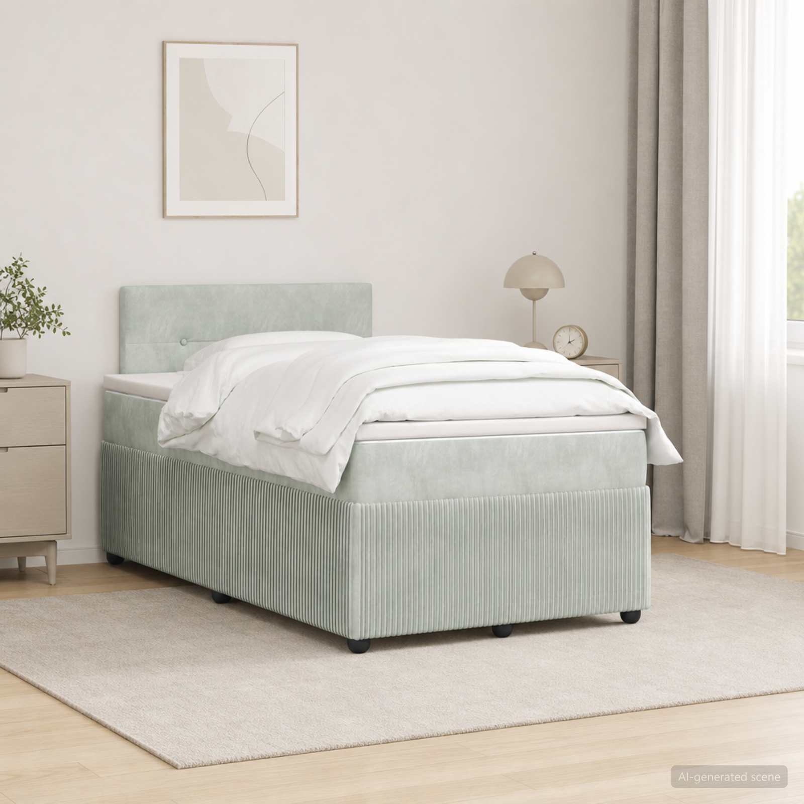 Boxspringbett mit Matratze Hellgrau 120 x 190 cm Samt