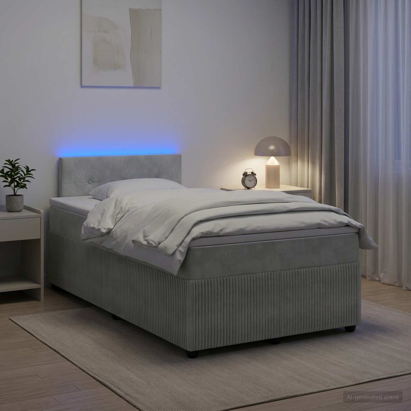 Boxspringbett mit Matratze Hellgrau 120 x 200 cm Samt