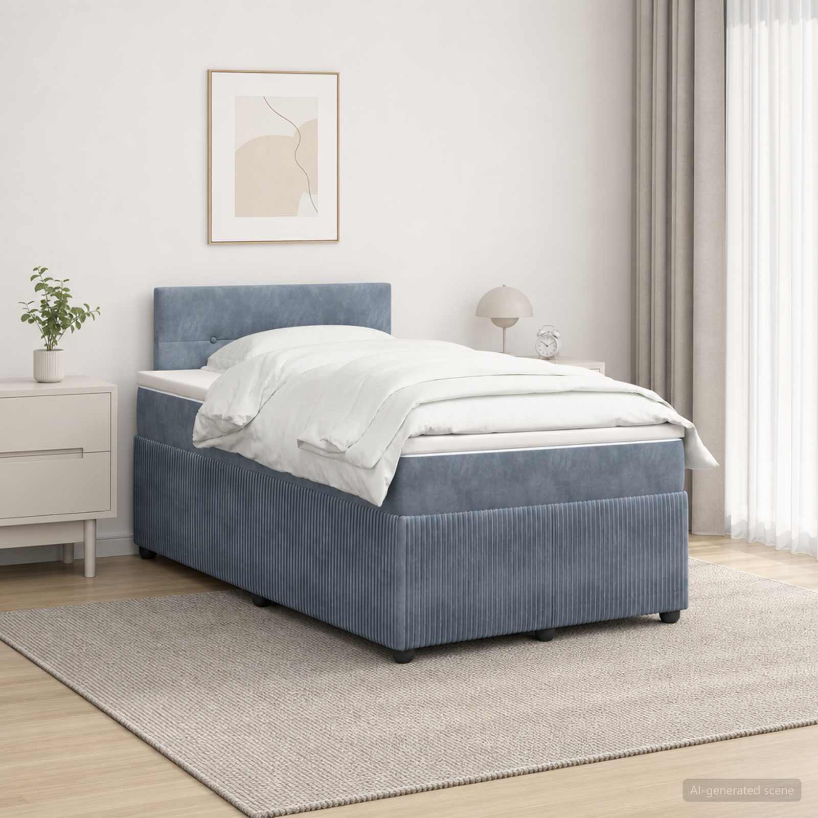 Boxspringbett mit Matratze Dunkelgrau 120 x 200 cm Samt