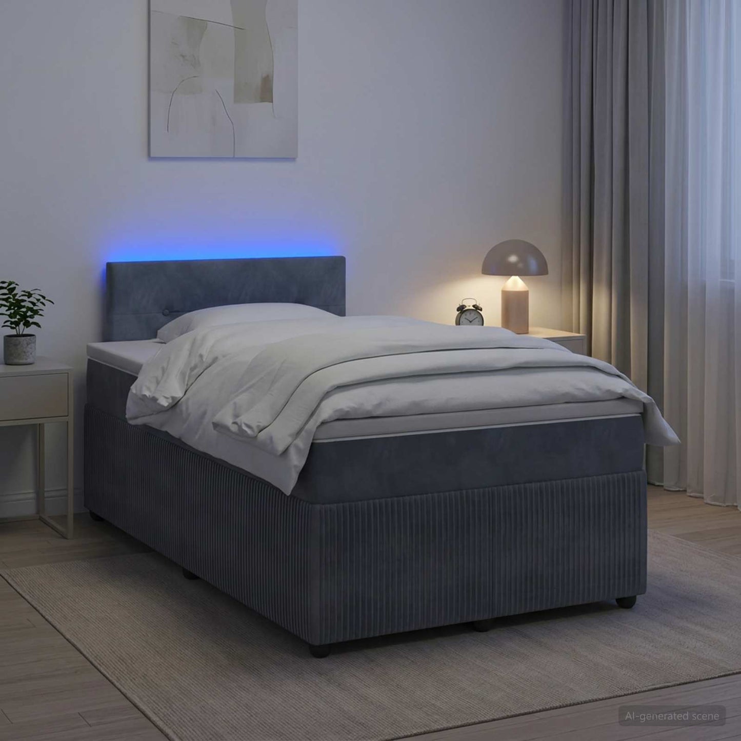 Boxspringbett mit Matratze Dunkelgrau 120 x 190 cm Samt