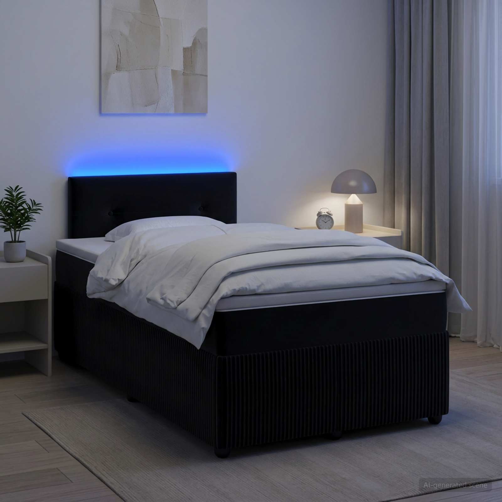 Boxspringbett mit Matratze Schwarz 120 x 190 cm Samt
