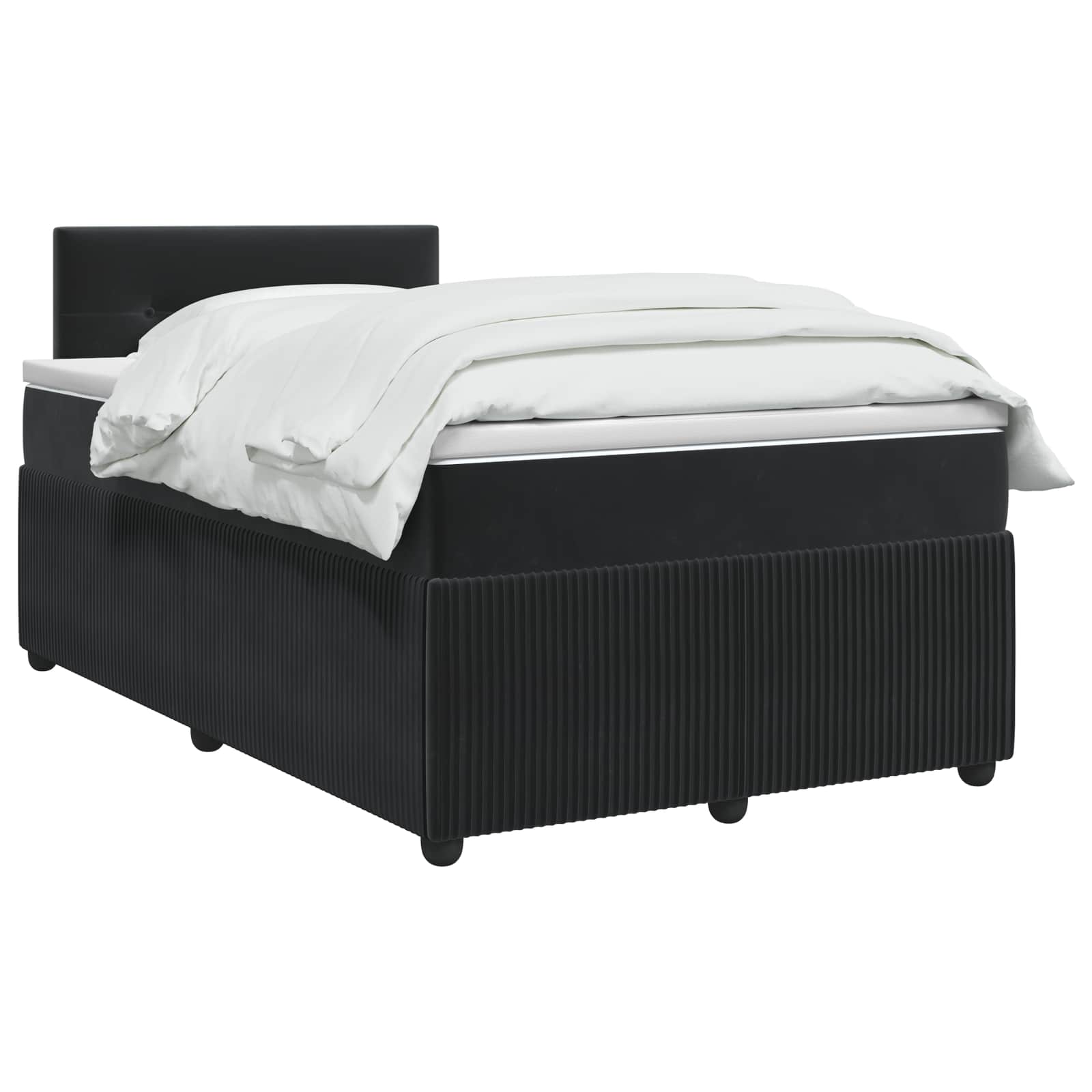 Boxspringbett mit Matratze Schwarz 120 x 190 cm Samt