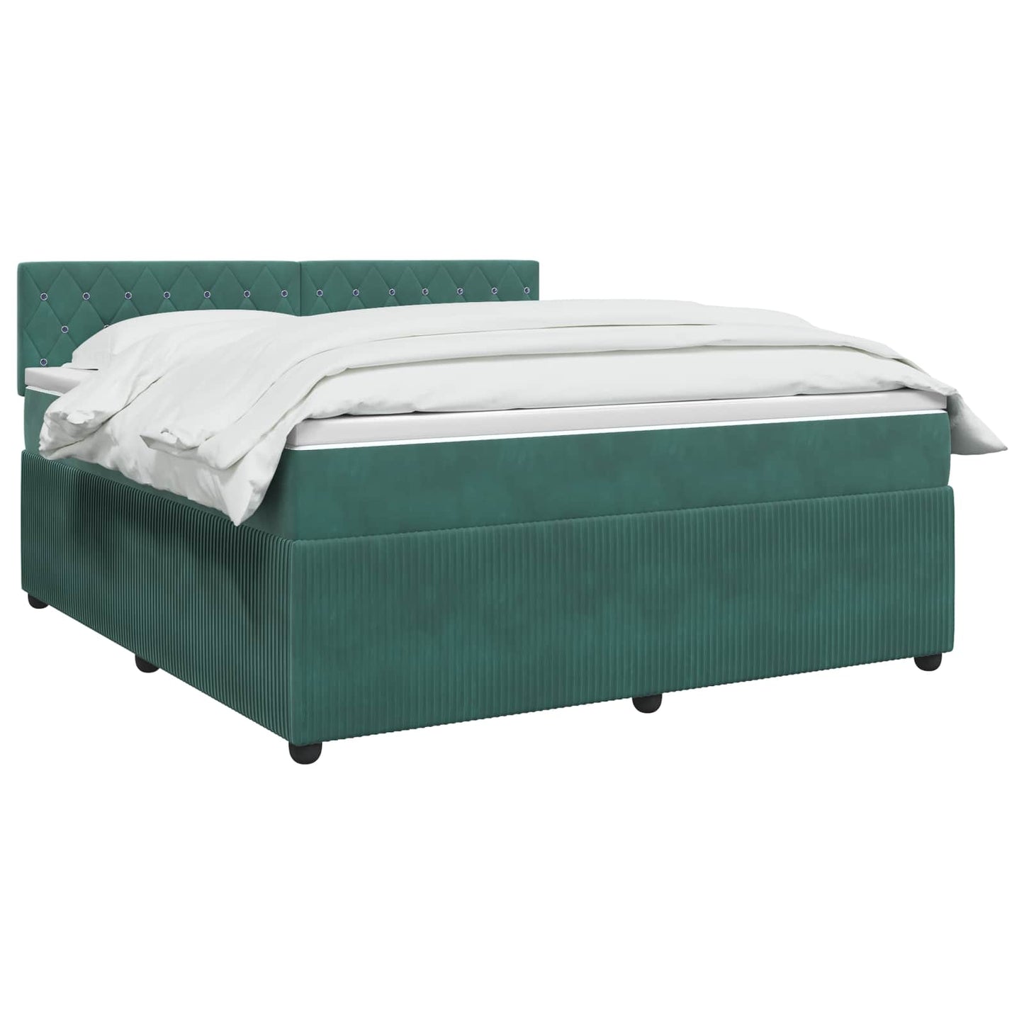 Boxspringbett mit Matratze Dunkelgrün 140 x 190 cm Samt