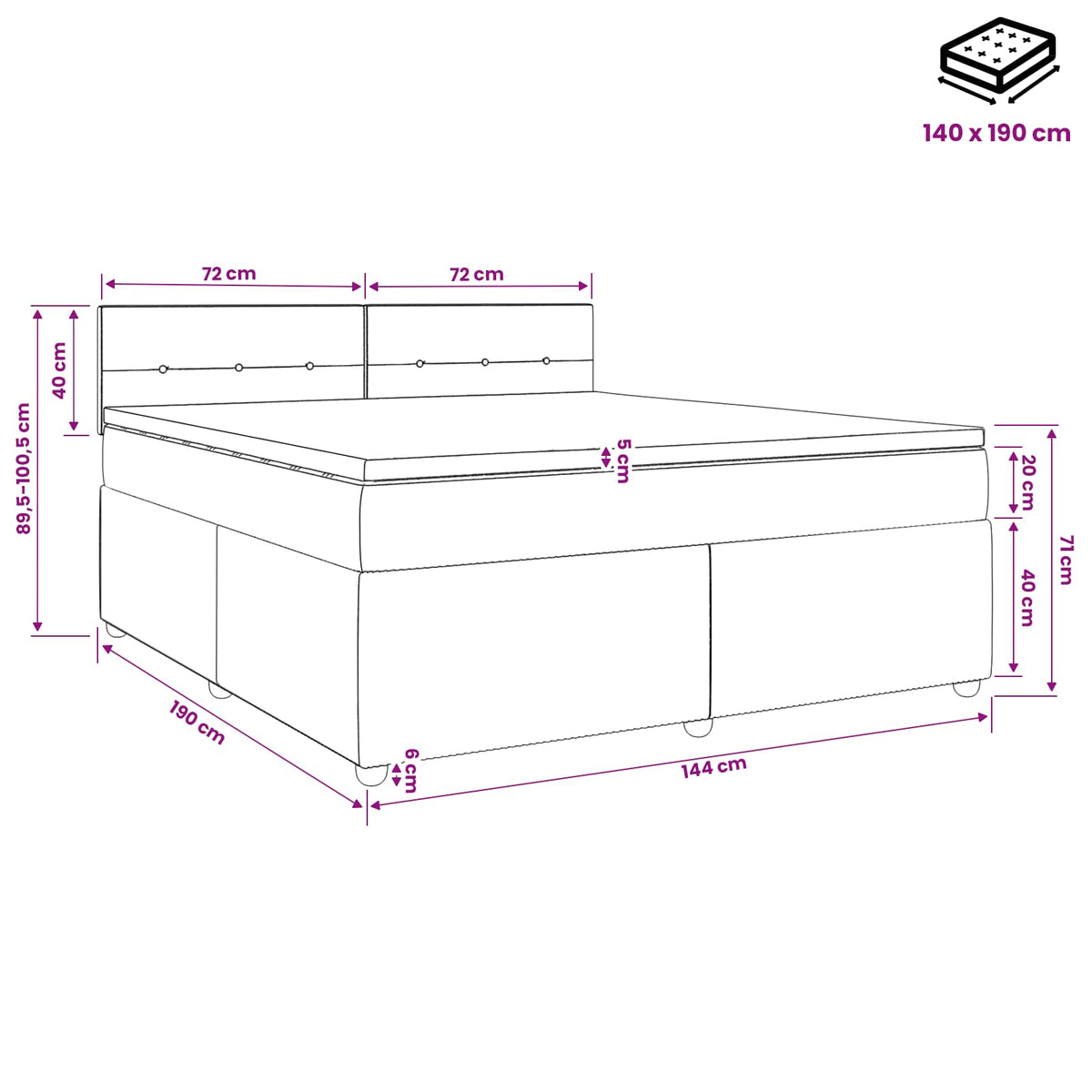 Boxspringbett mit Matratze Dunkelgrün 140 x 190 cm Samt