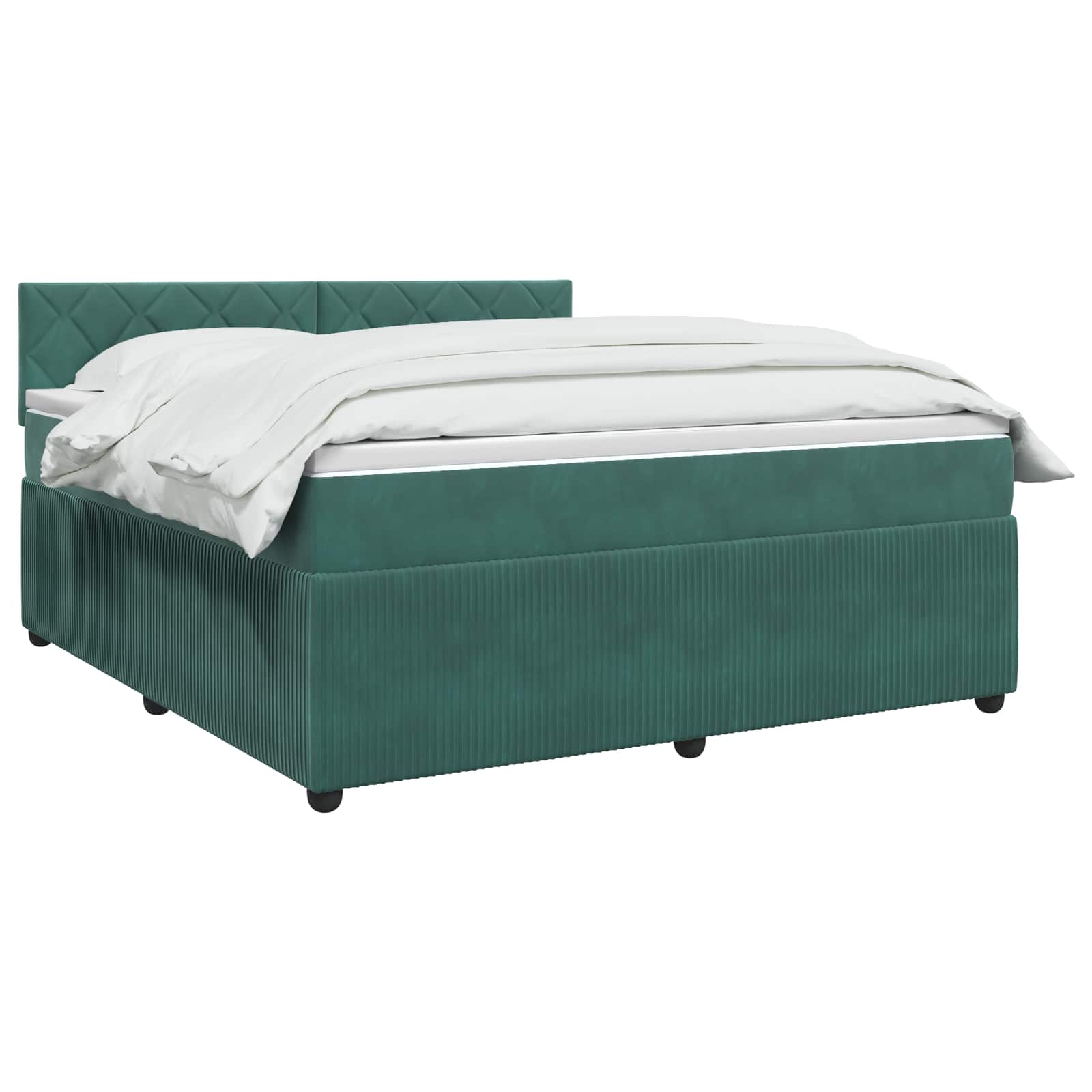 Boxspringbett mit Matratze Dunkelgrün 140 x 190 cm Samt