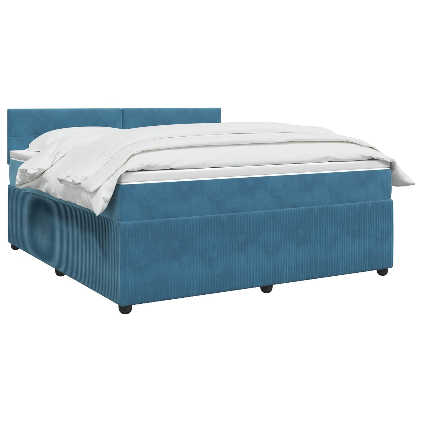 Boxspringbett mit Matratze mit Kopfteil Blau 140 x 200 cm Samt