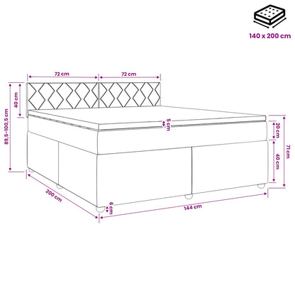 Boxspringbett mit Matratze Schwarz 140 x 200 cm Samt
