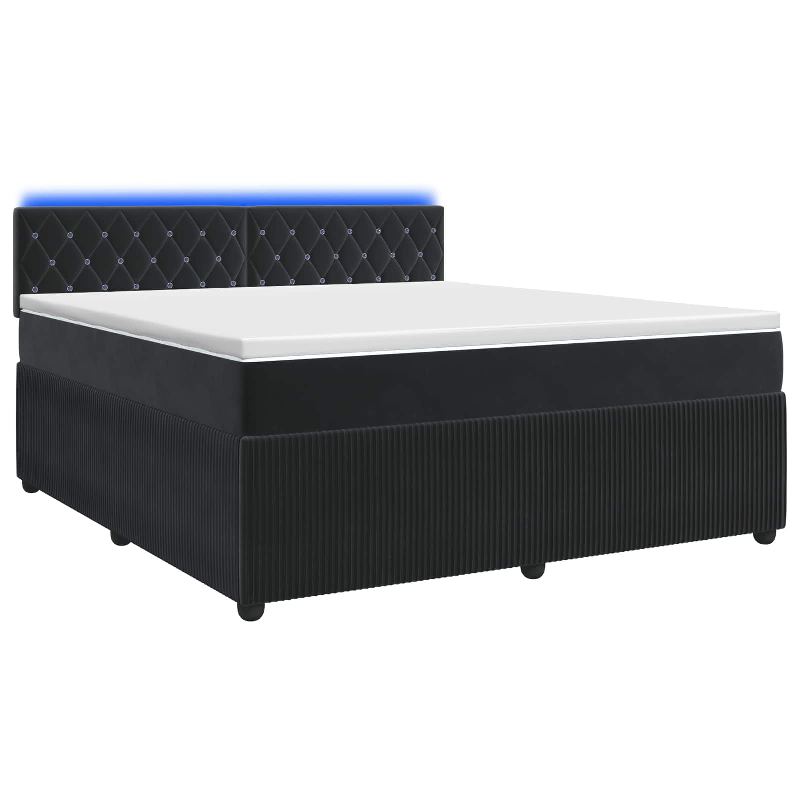 Boxspringbett mit Matratze Schwarz 160 x 200 cm Samt
