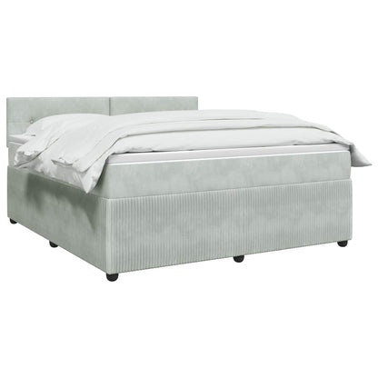 Boxspringbett mit Matratze Hellgrau 160 x 200 cm Samt