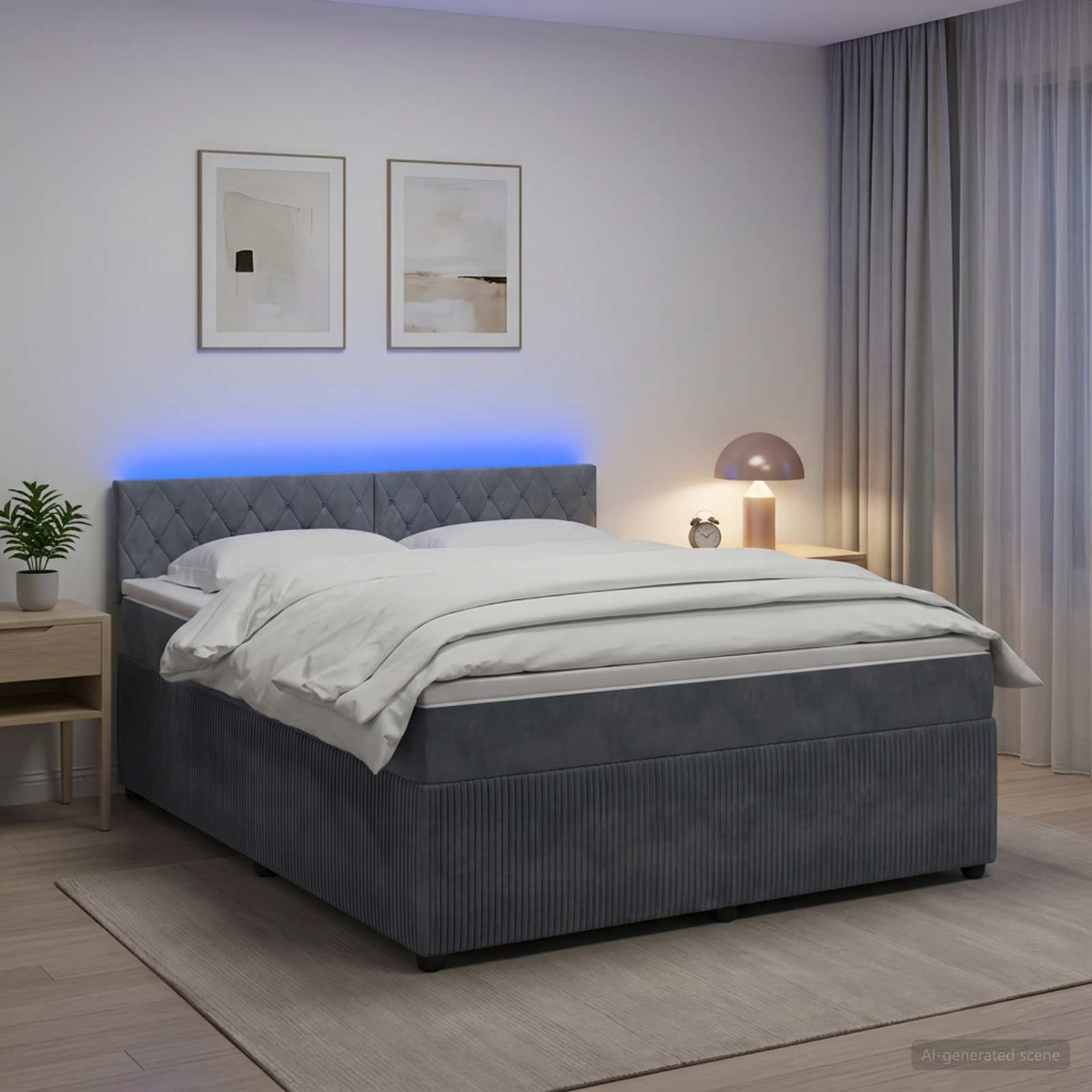 Boxspringbett mit Matratze Dunkelgrau 180 x 200 cm Samt