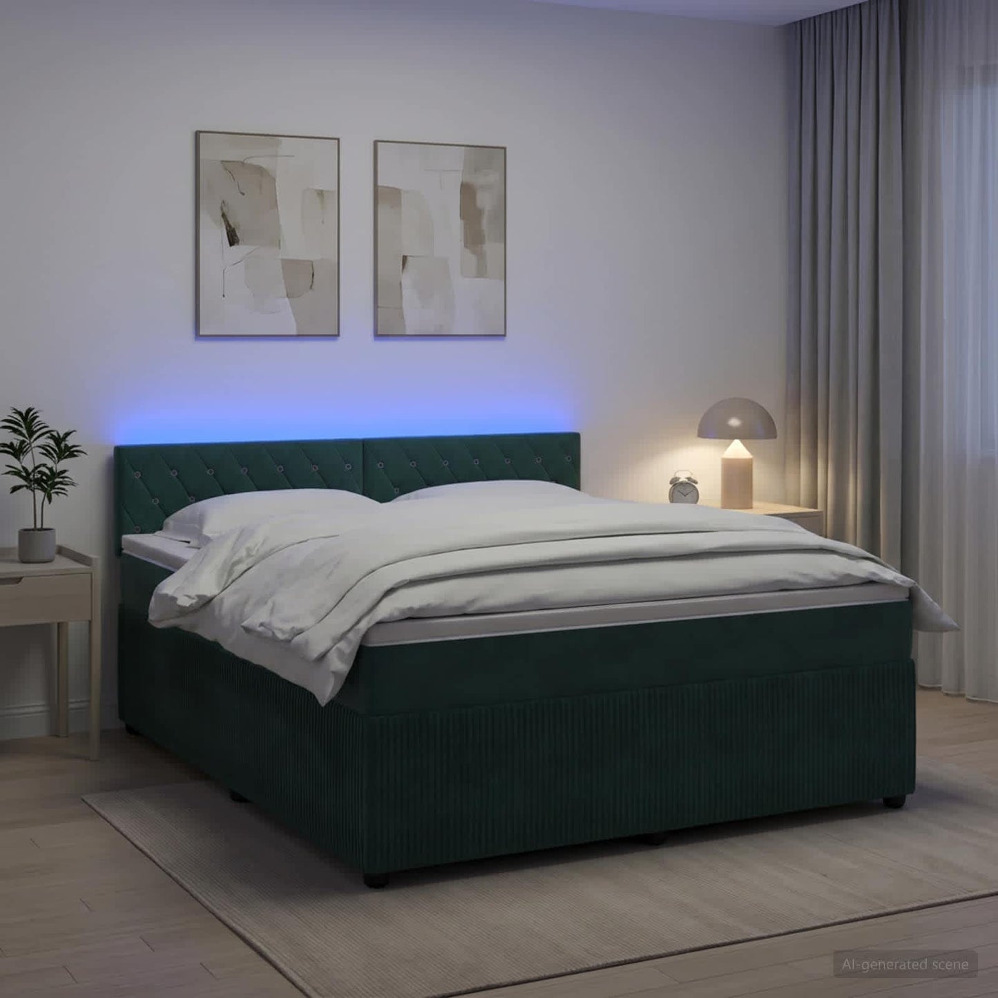 Boxspringbett mit Matratze Dunkelgrün 140 x 190 cm Samt