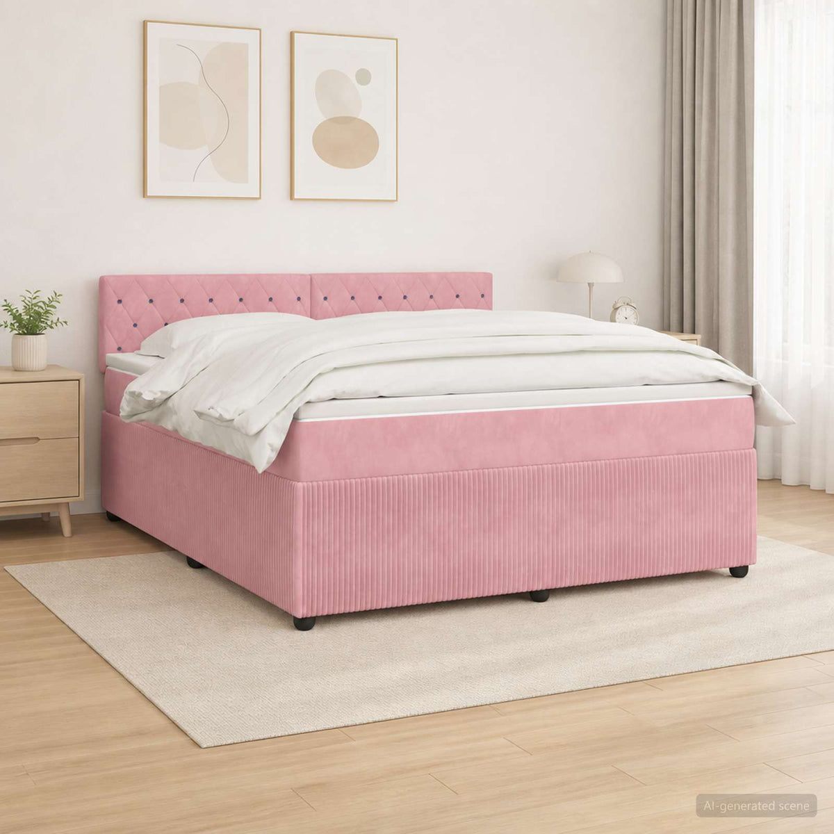Boxspringbett mit Matratze mit Kopfteil Rosa 140 x 200 cm Samt