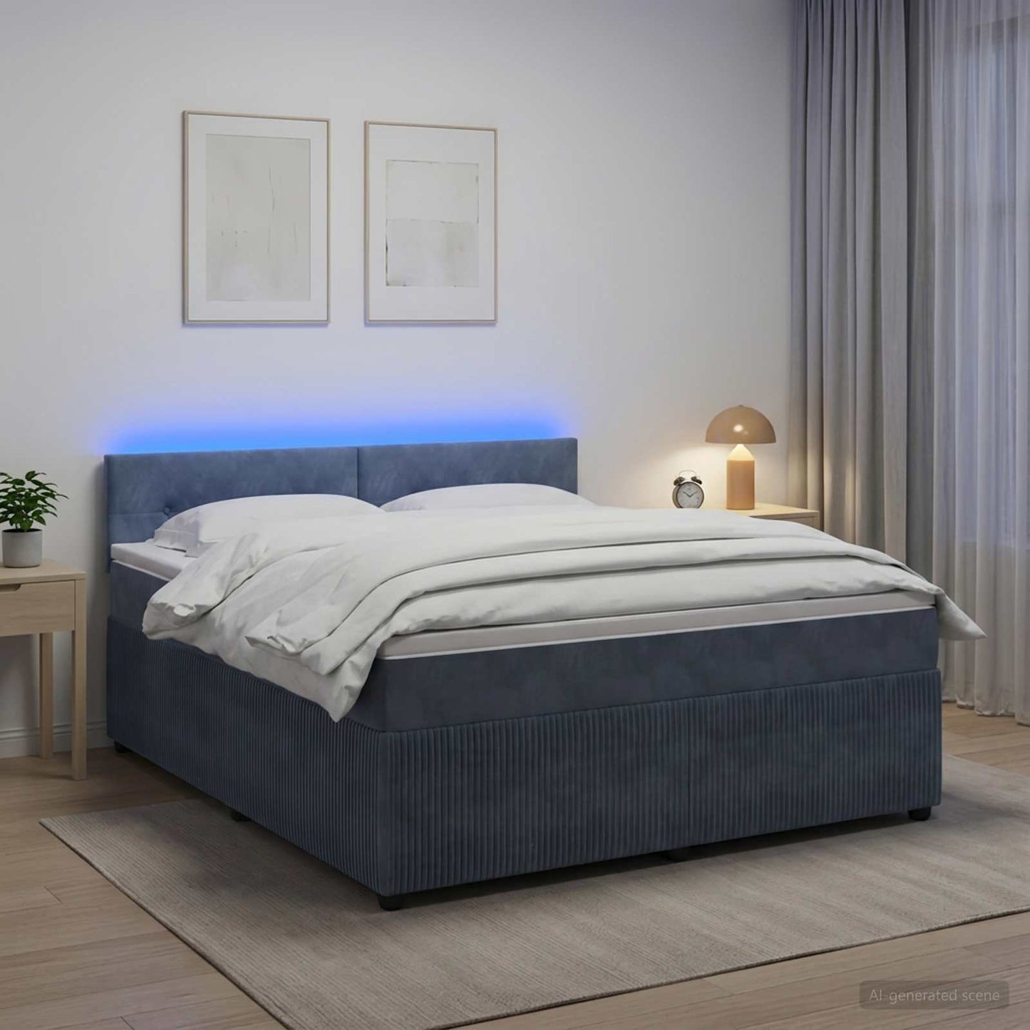 Boxspringbett mit Matratze Dunkelgrau 140 x 190 cm Samt