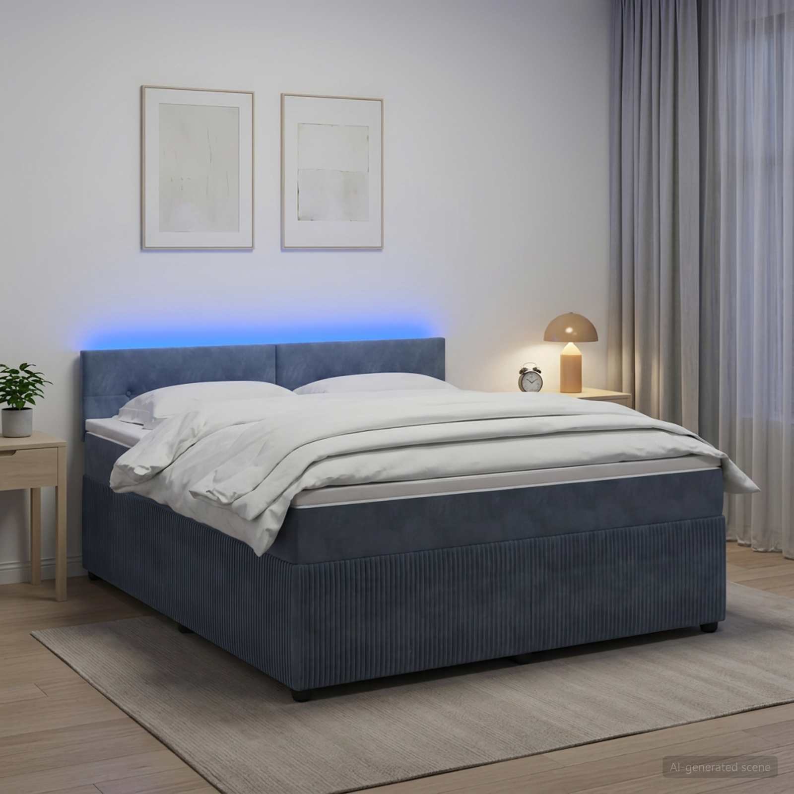 Boxspringbett mit Matratze Dunkelgrau 140 x 200 cm Samt