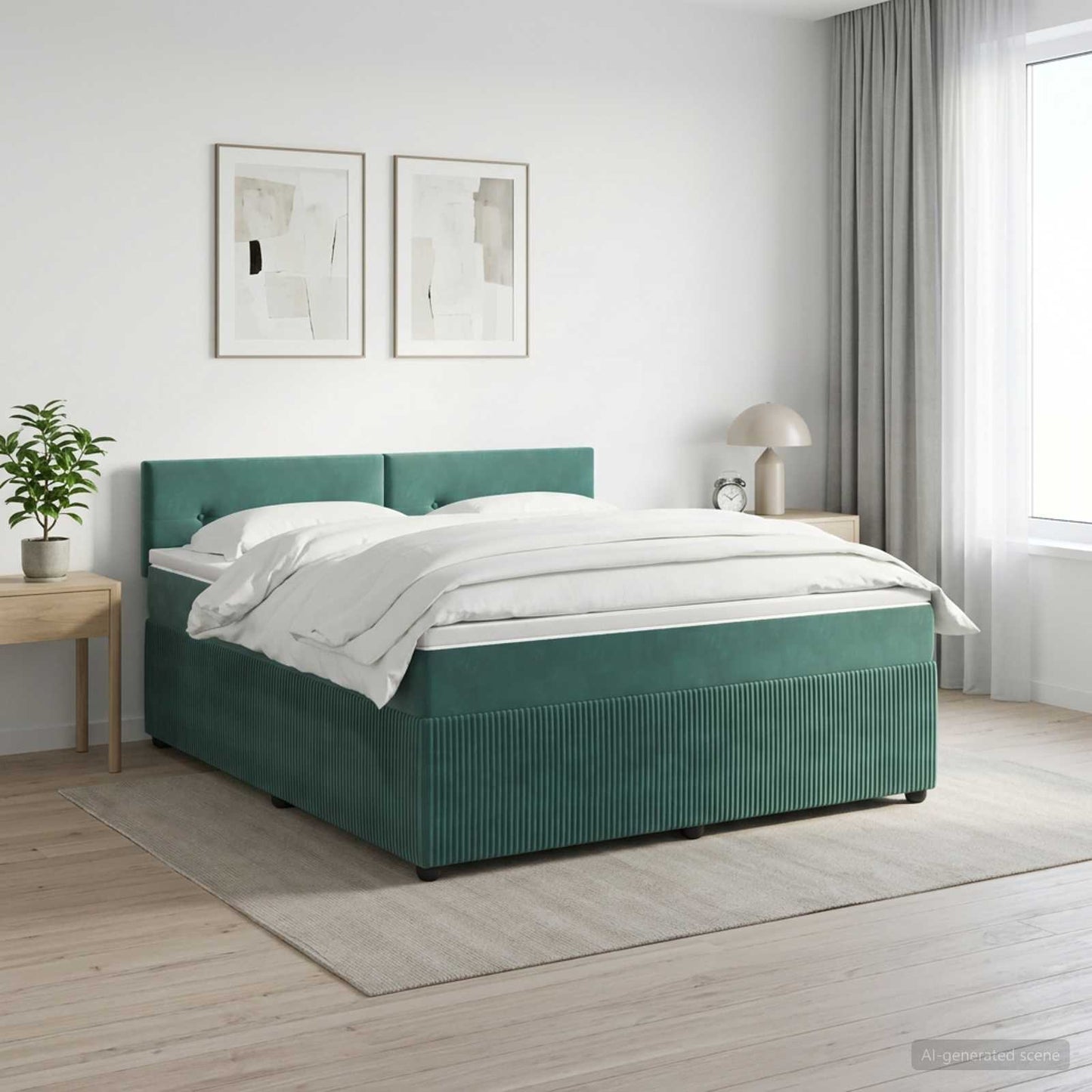 Boxspringbett mit Matratze Dunkelgrün 180 x 200 cm Samt