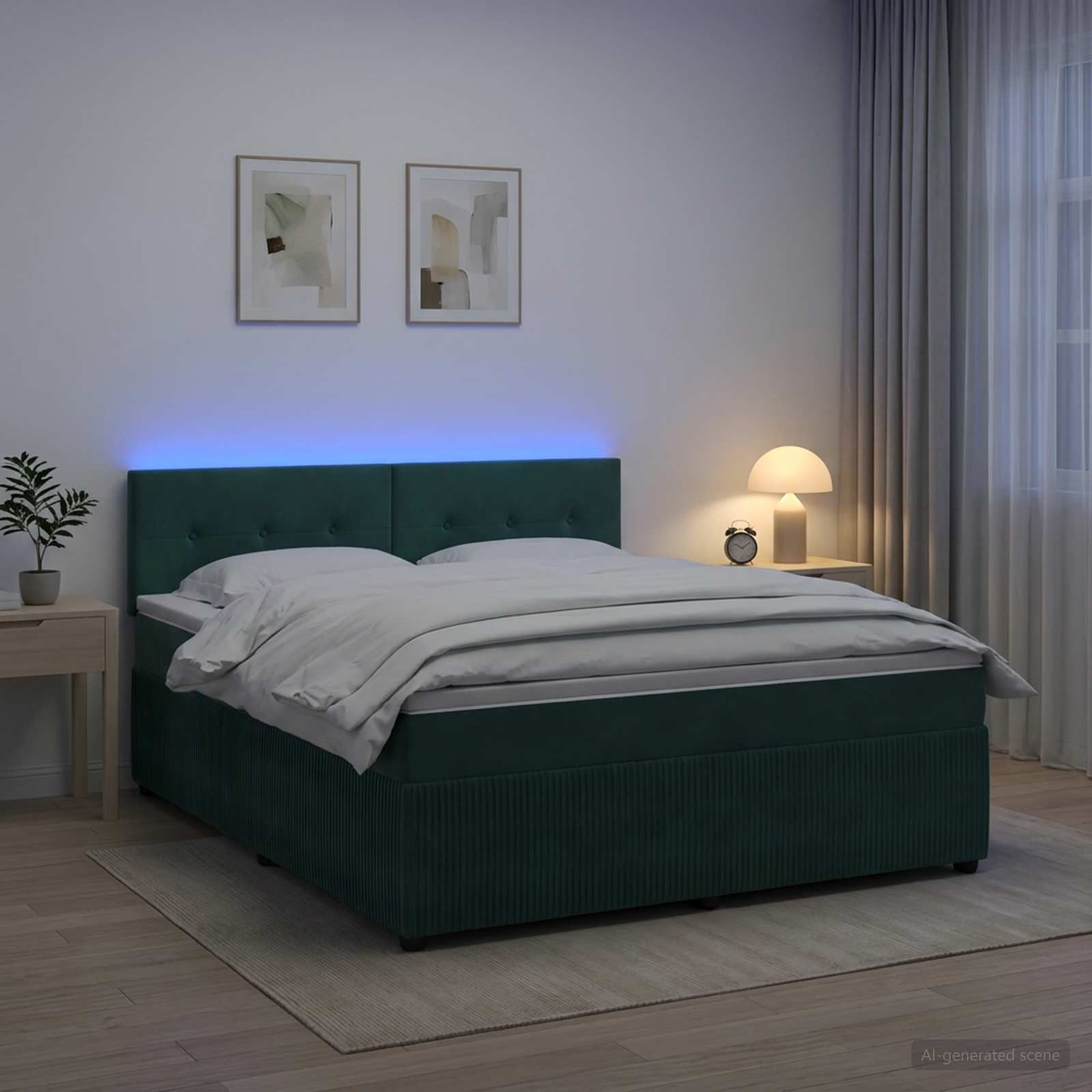 Boxspringbett mit Matratze Dunkelgrün 180 x 200 cm Samt