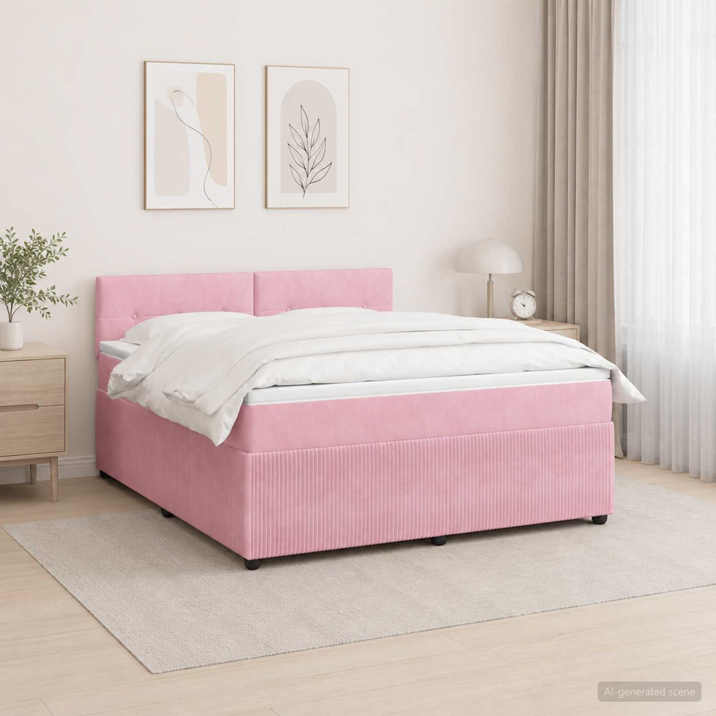 Boxspringbett mit Matratze mit Kopfteil Rosa 180 x 200 cm Samt