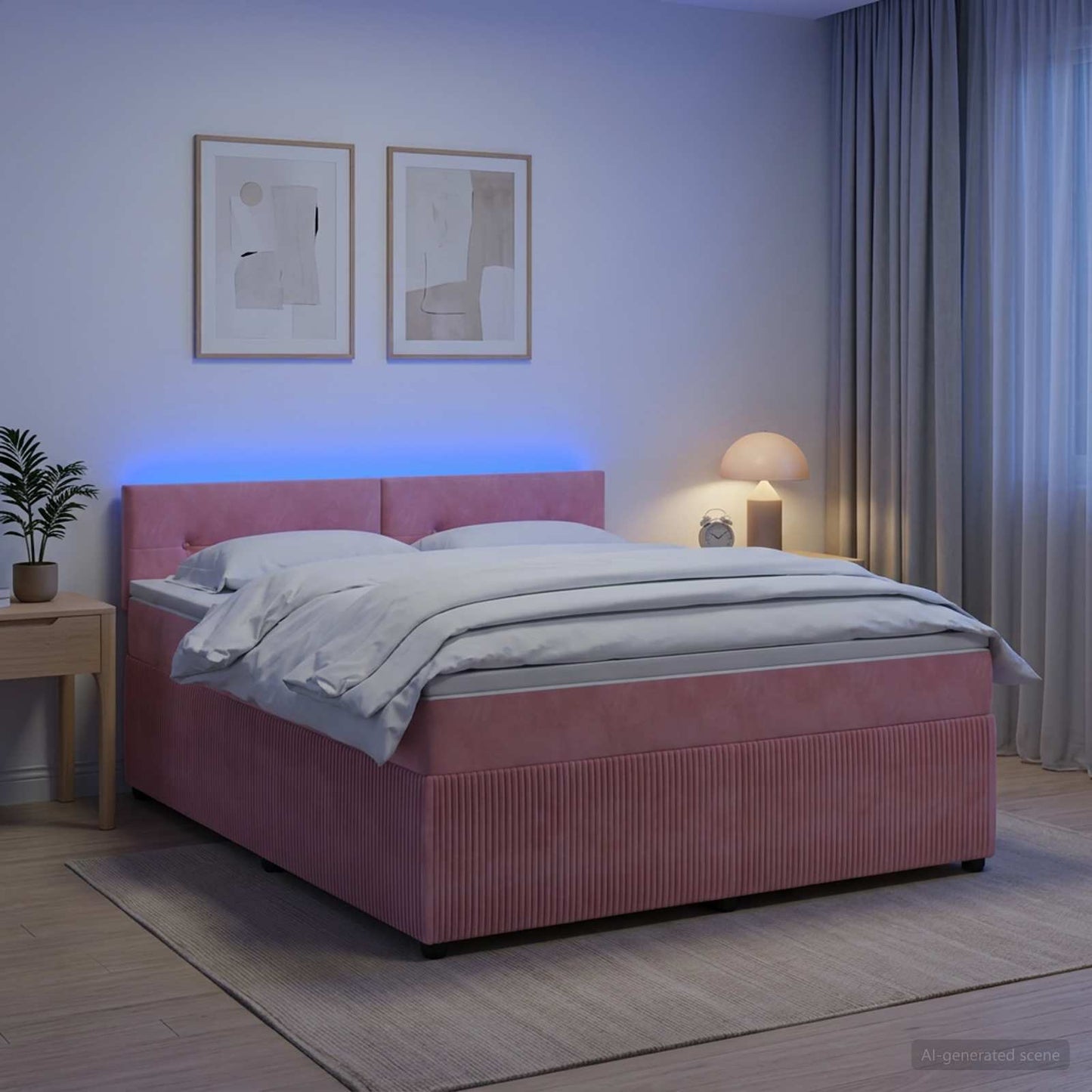 Boxspringbett mit Matratze mit Kopfteil Rosa 180 x 200 cm Samt