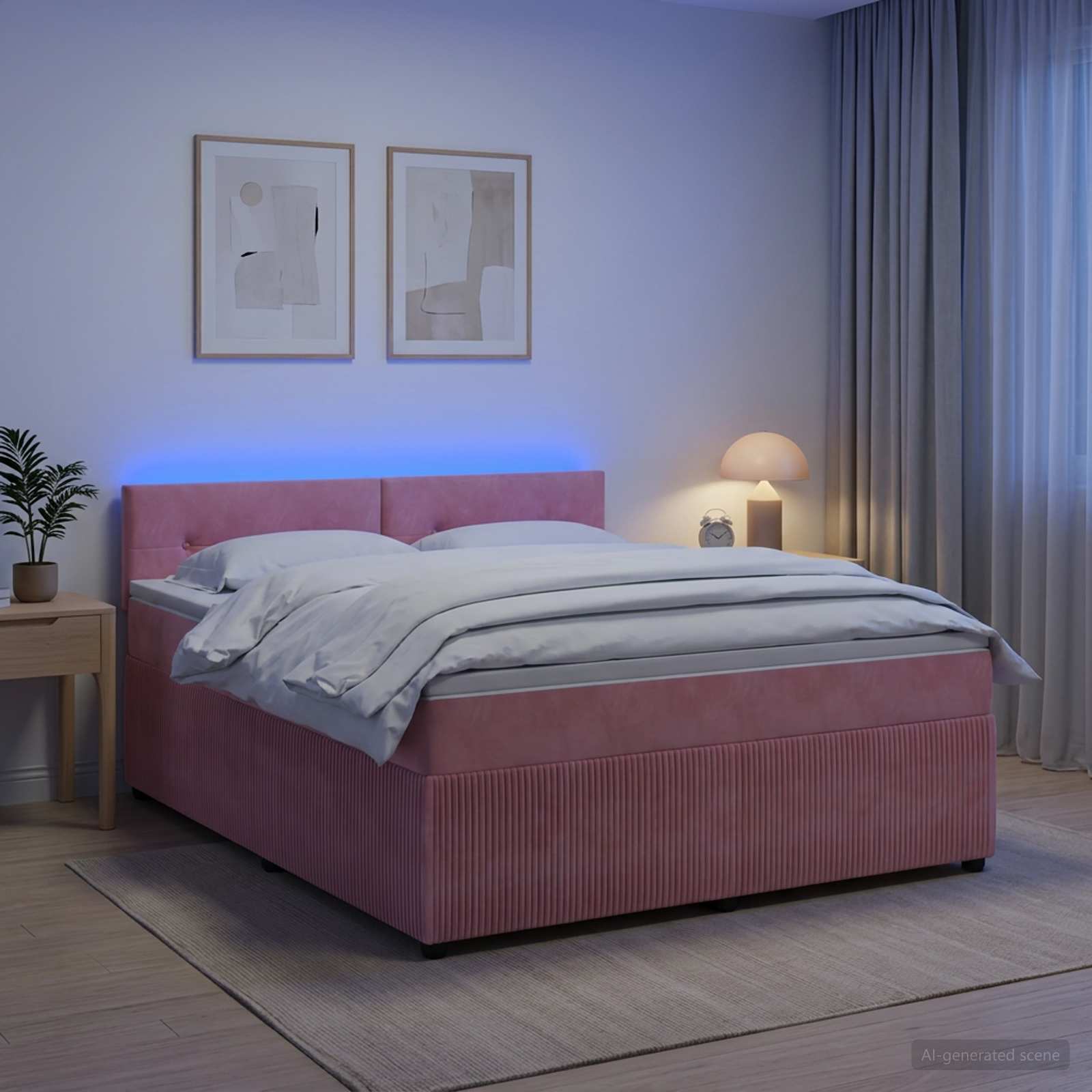 Boxspringbett mit Matratze mit Kopfteil Rosa 180 x 200 cm Samt