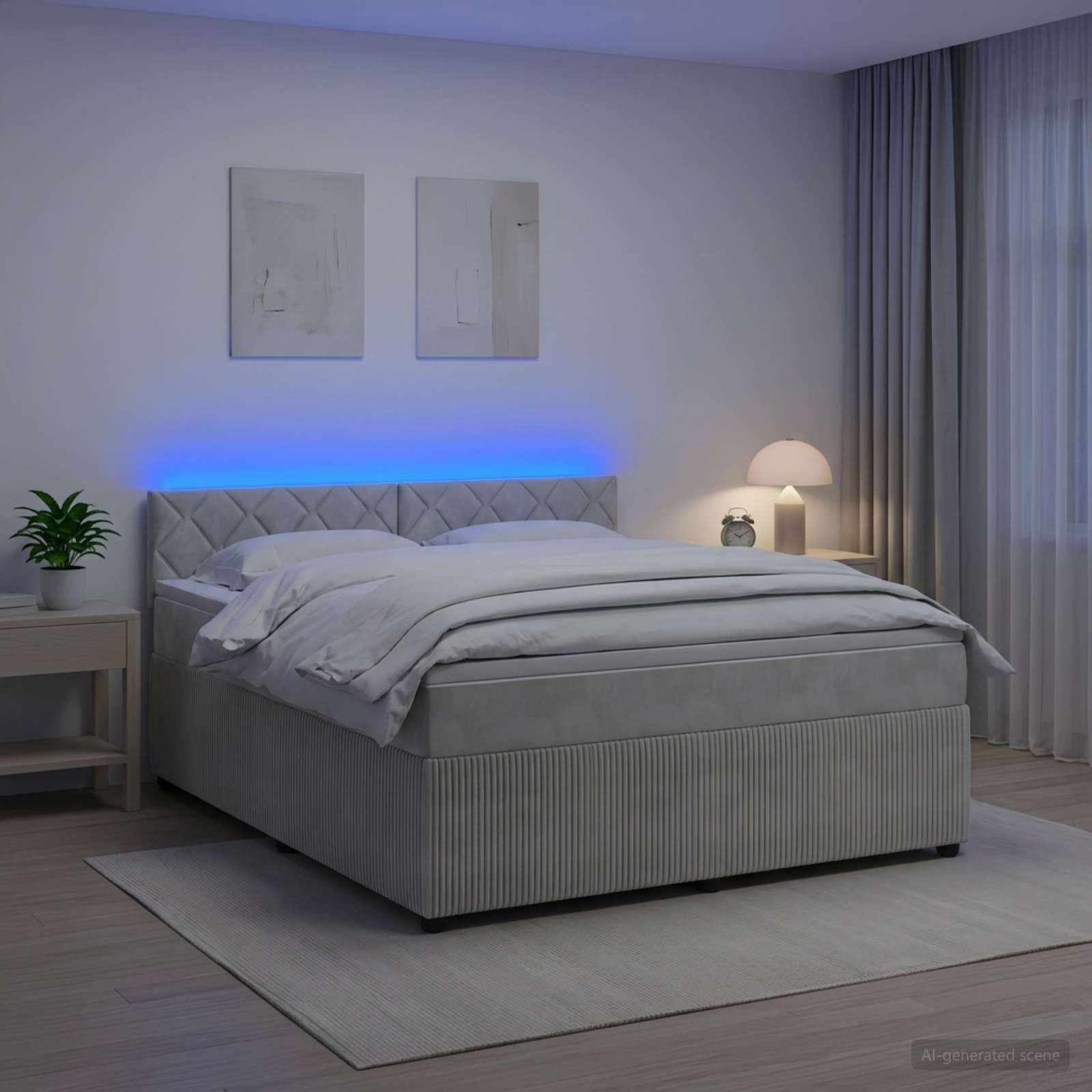 Boxspringbett mit Matratze Hellgrau 140 x 190 cm Samt