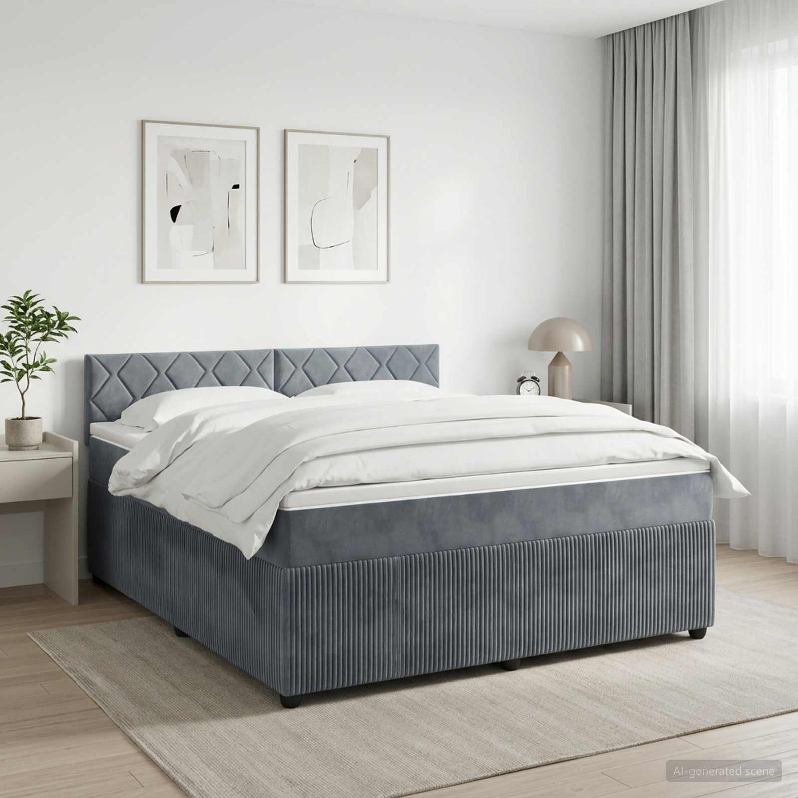 Boxspringbett mit Matratze Dunkelgrau 160 x 200 cm Samt