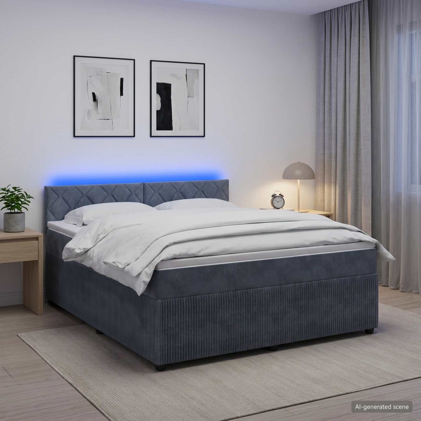 Boxspringbett mit Matratze Dunkelgrau 160 x 200 cm Samt