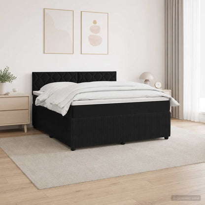 Boxspringbett mit Matratze Schwarz 180 x 200 cm Samt