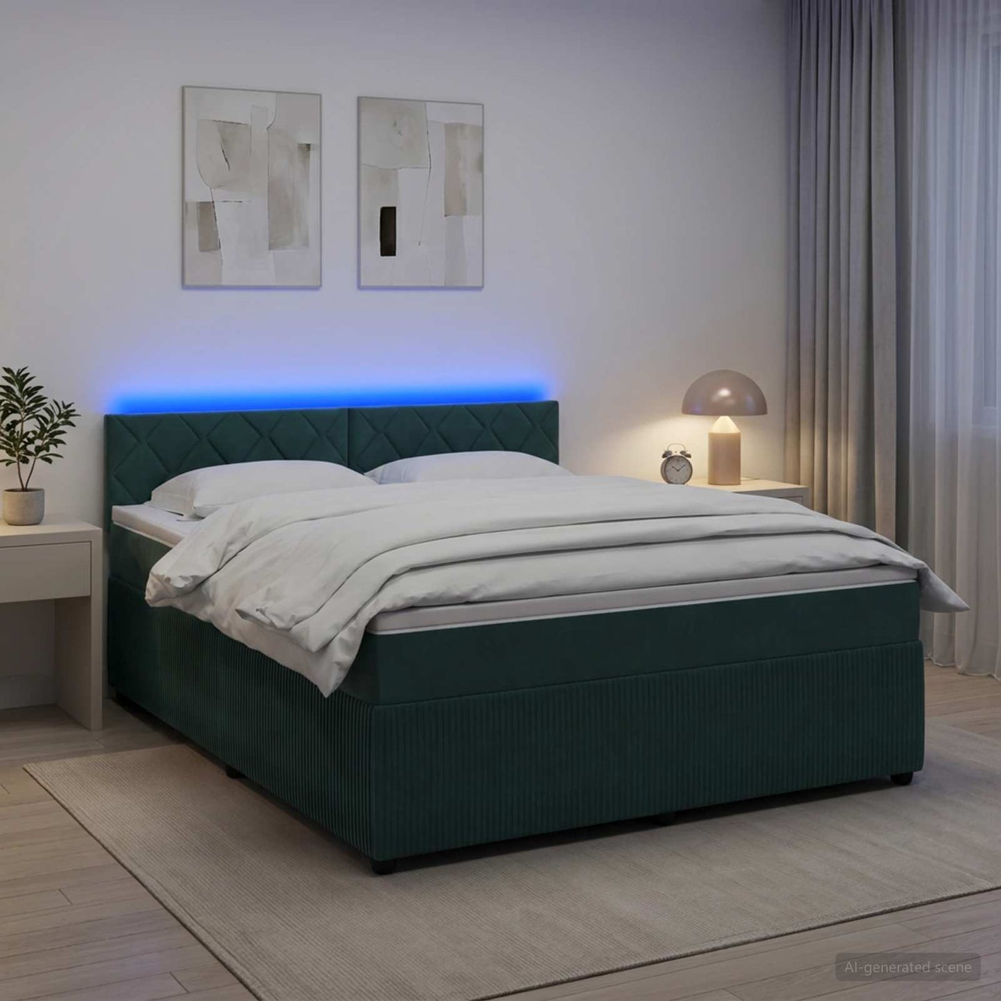 Boxspringbett mit Matratze Dunkelgrün 140 x 190 cm Samt