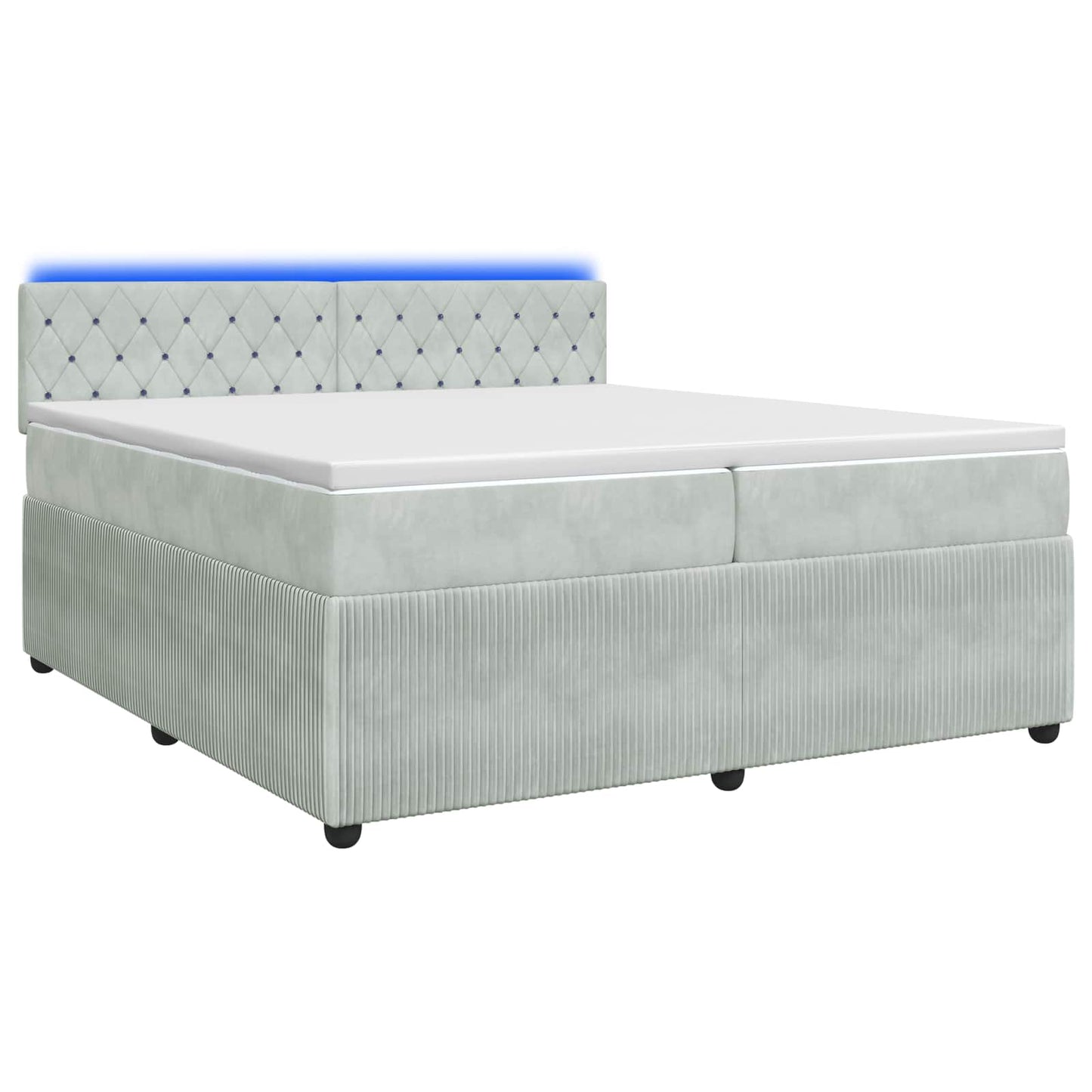 Boxspringbett mit Matratze Hellgrau 200 x 200 cm Samt